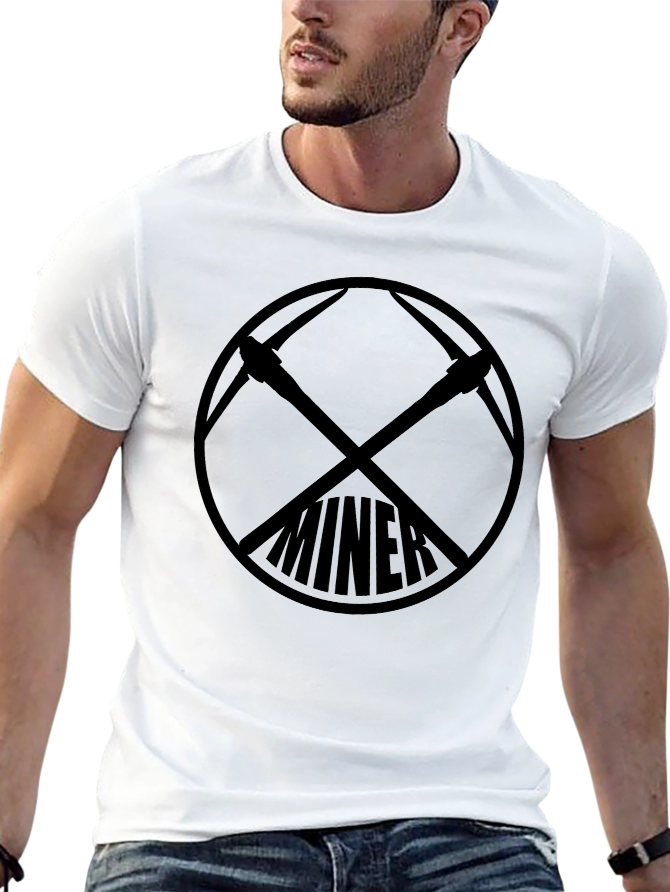 Miner Logo Black T-Shirt - Classic Crew Neck