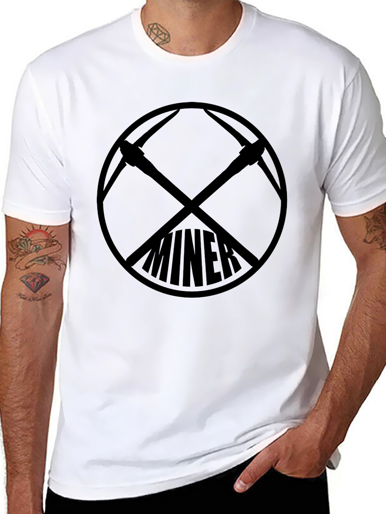 Miner Logo Black T-Shirt - Classic Crew Neck