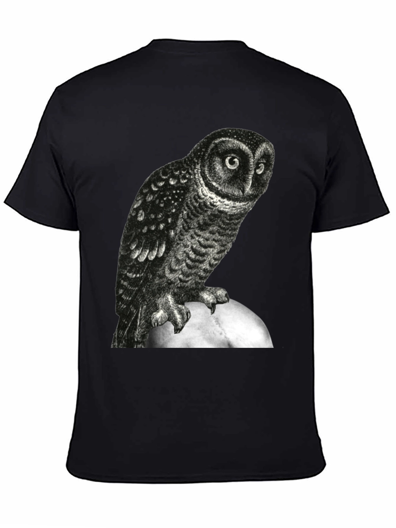 Owl Moon Graphic Tee - Black Cotton T-Shirt