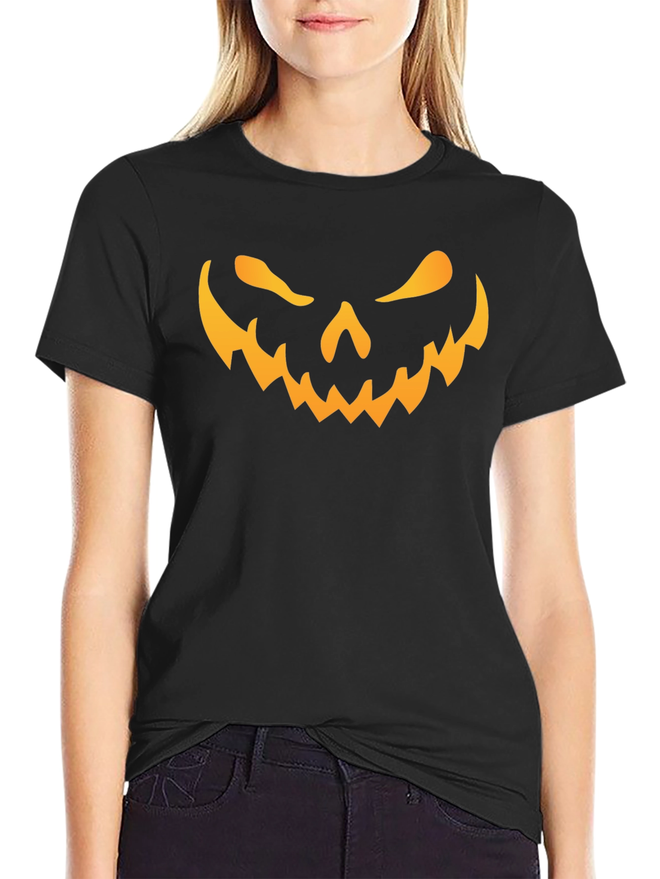 Spooky Jack-O-Lantern Face Black T-Shirt