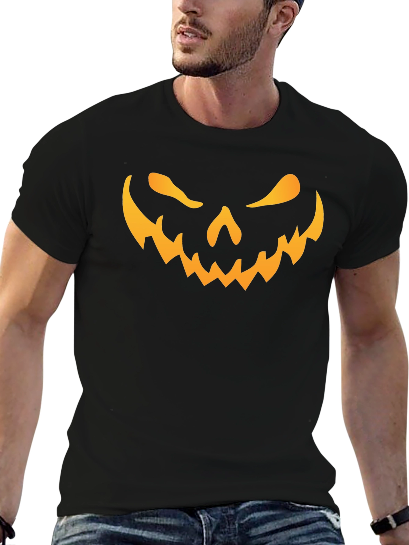 Spooky Jack-O-Lantern Face Black T-Shirt