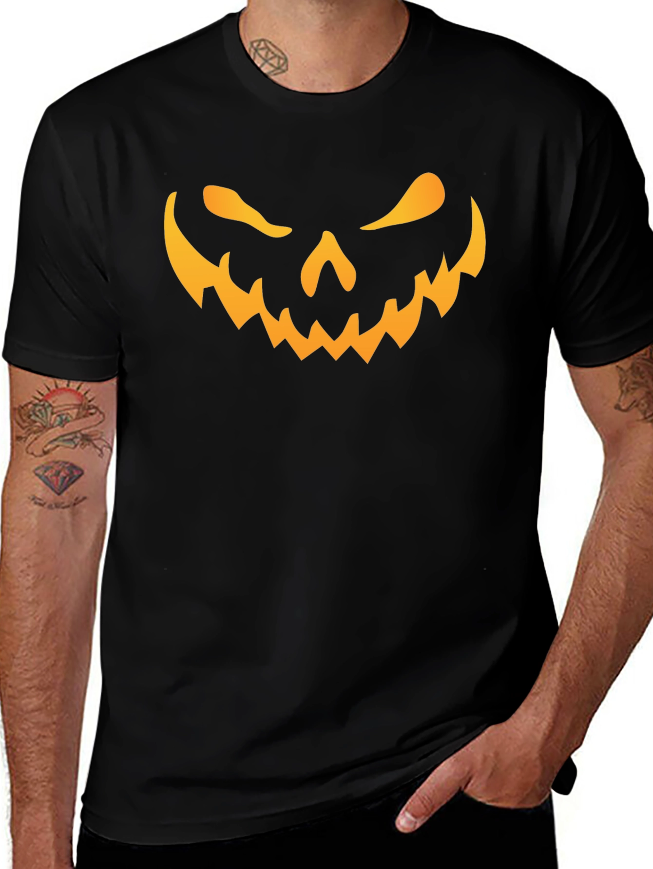 Spooky Jack-O-Lantern Face Black T-Shirt
