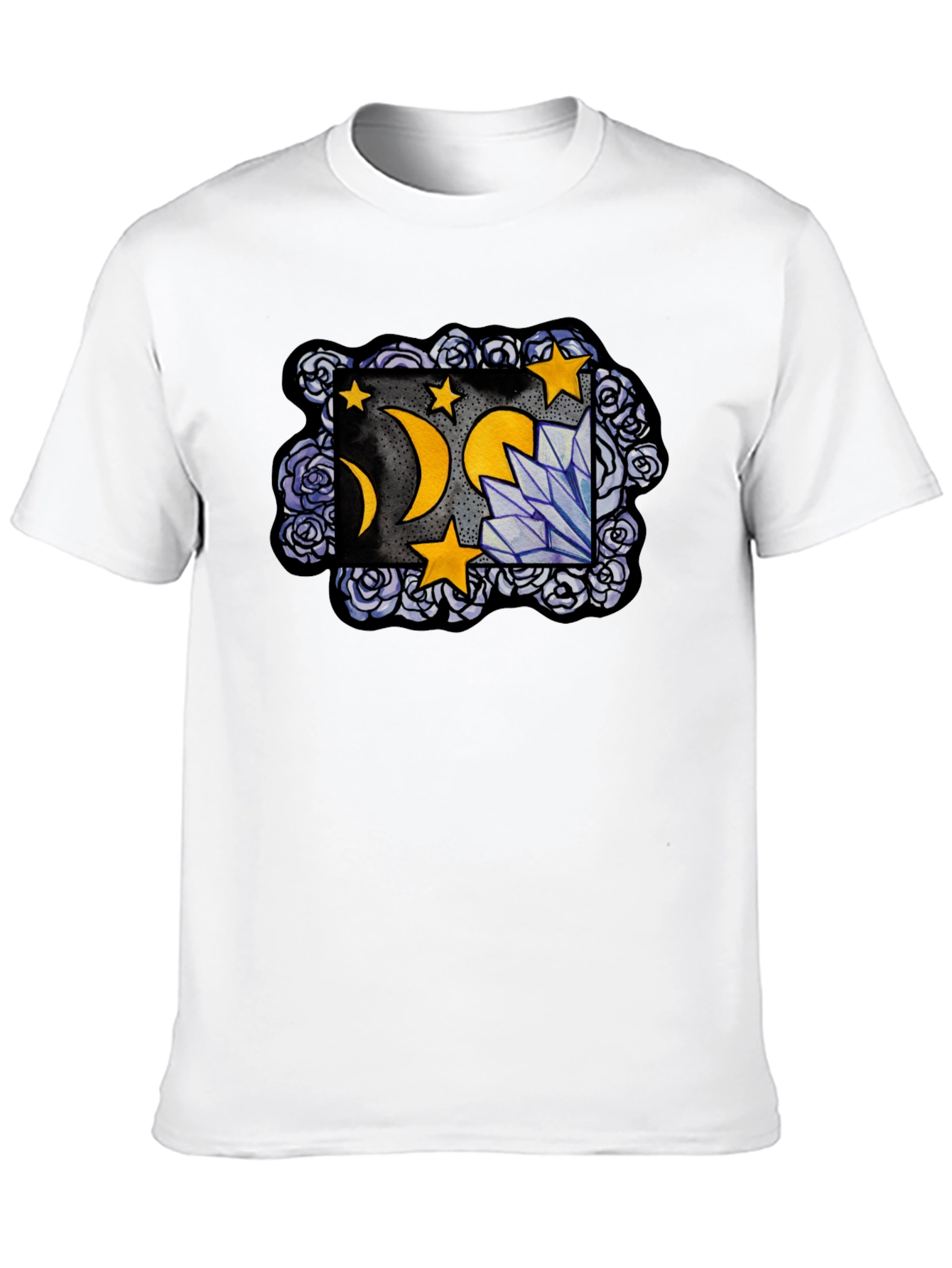 Mystic Moon & Crystal Graphic T-Shirt - Black