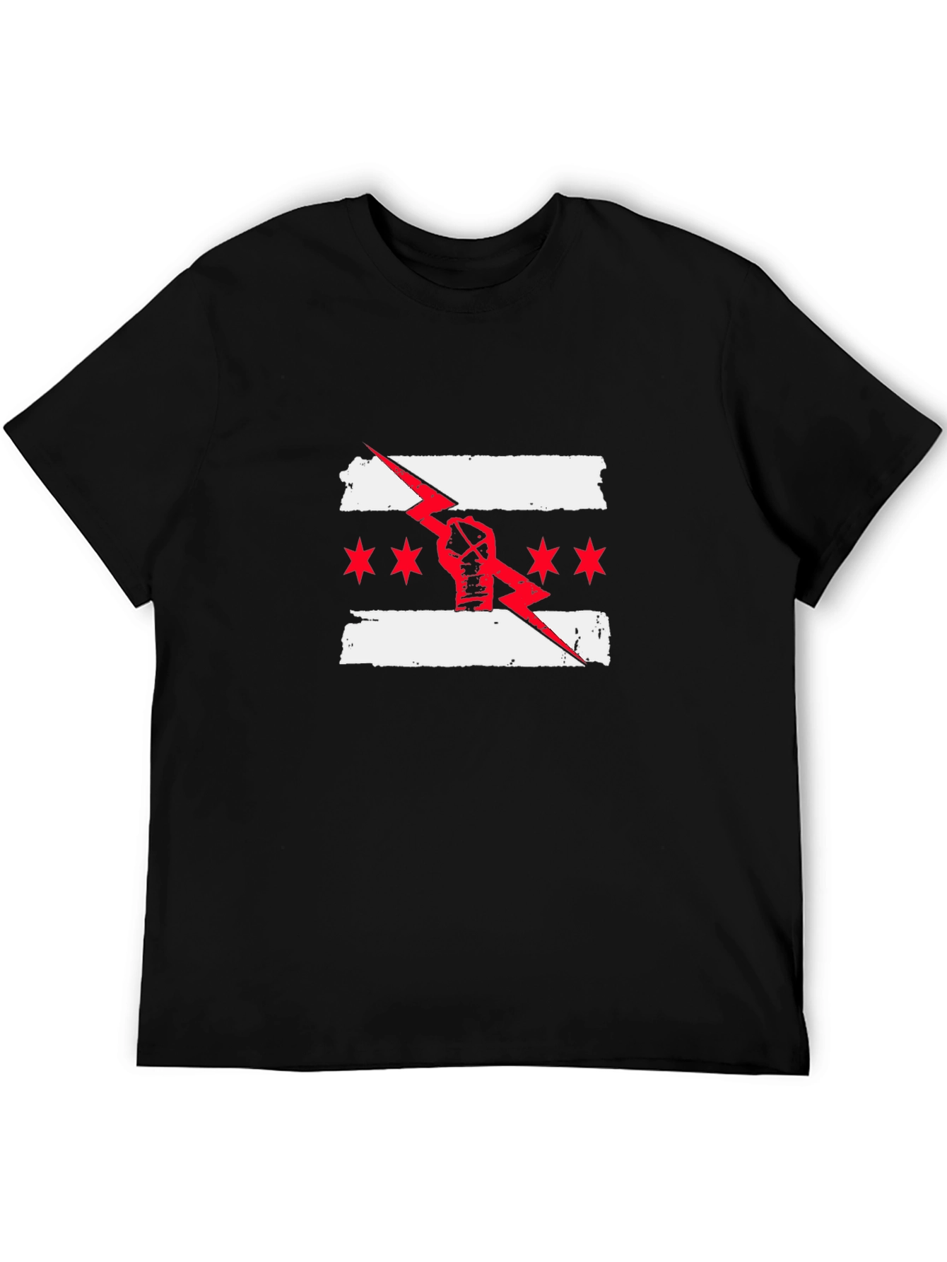 Chicago Flag Fist Lightning Bolt T-Shirt