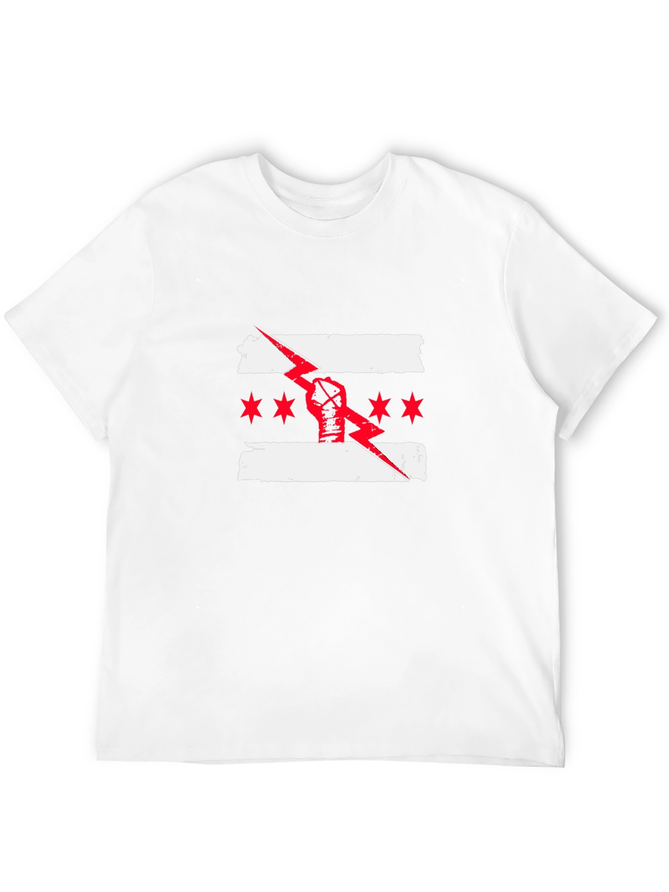 Chicago Flag Fist Lightning Bolt T-Shirt