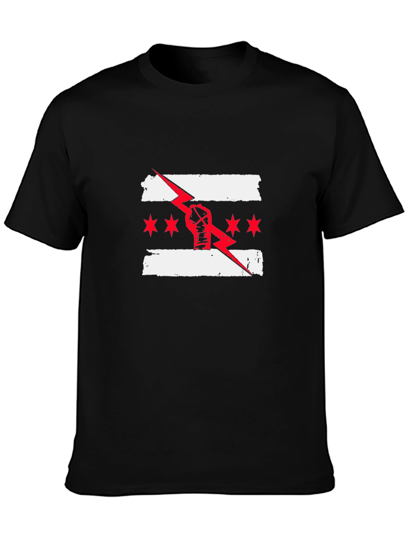 Chicago Flag Fist Lightning Bolt T-Shirt