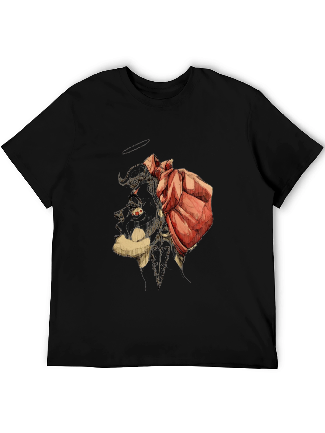Unique Graphic Tee - Artistic Bull & Rose Design