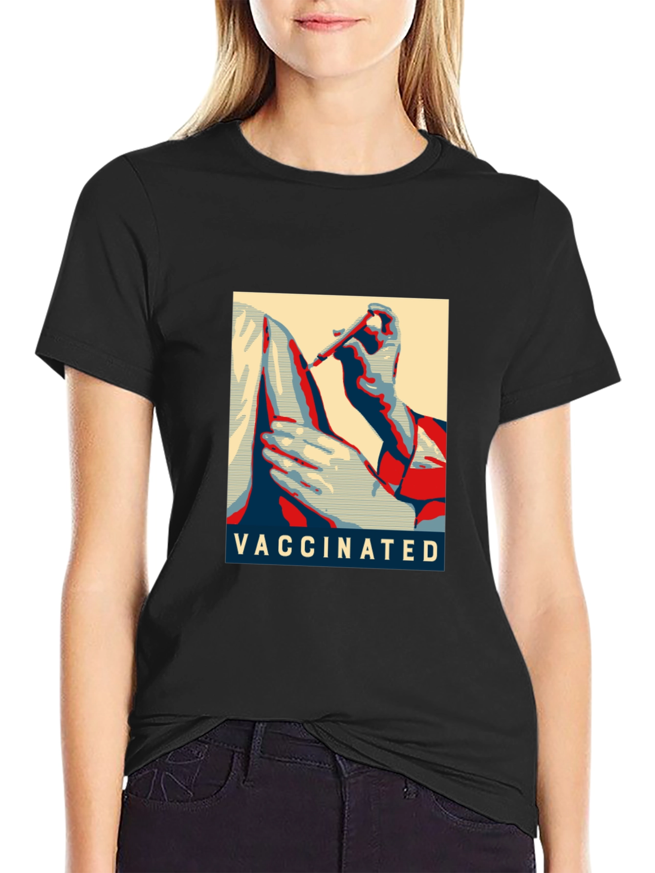 Vaccinated Graphic T-Shirt - Black Cotton Blend