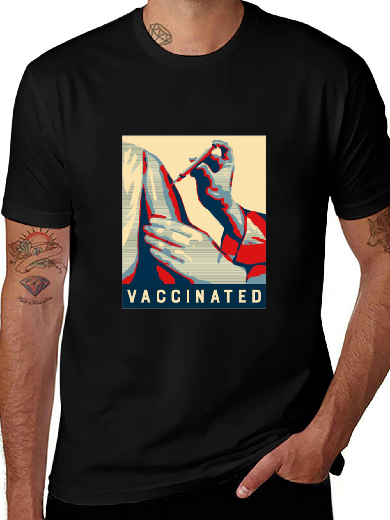 Vaccinated Graphic T-Shirt - Black Cotton Blend