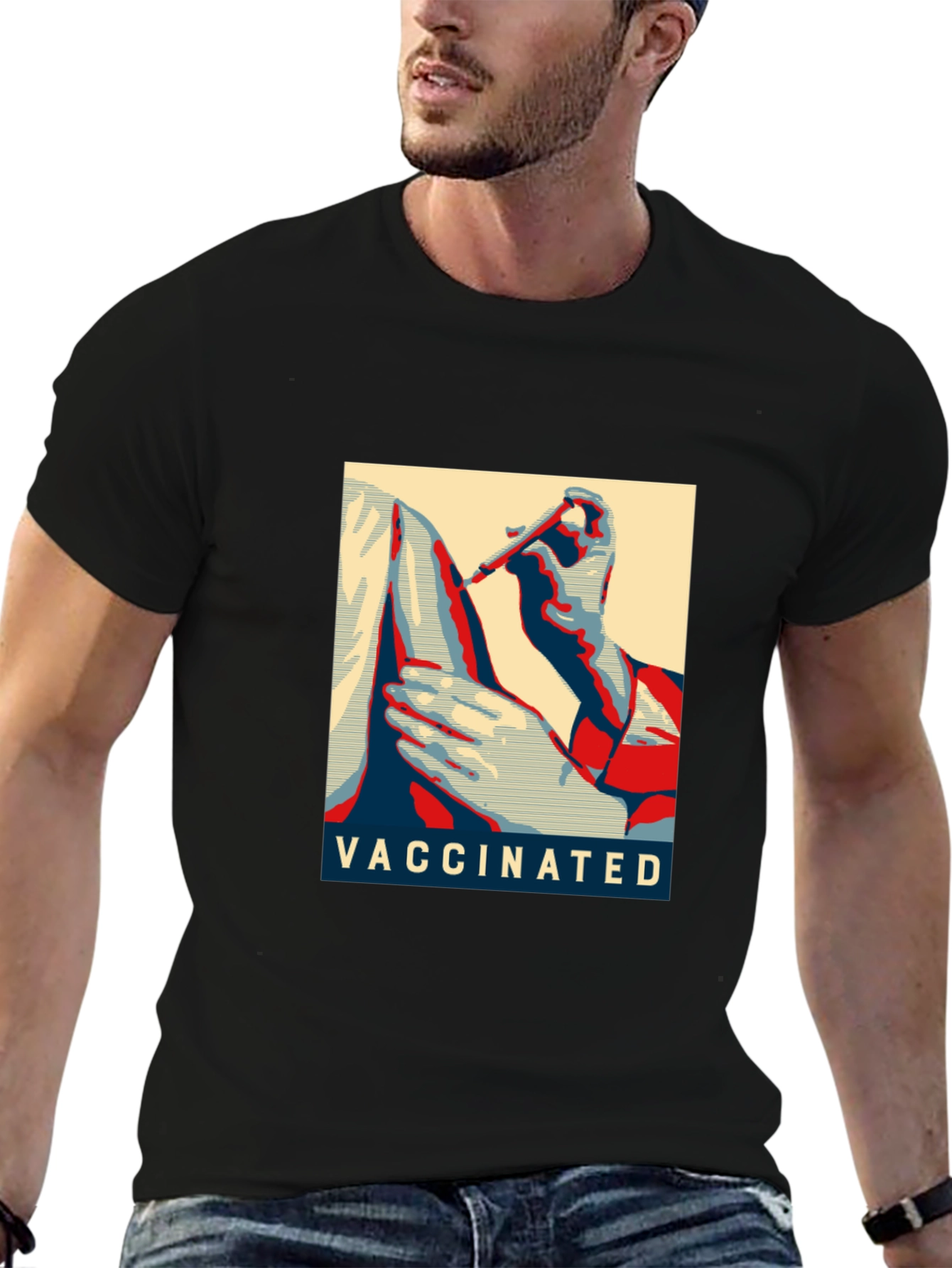 Vaccinated Graphic T-Shirt - Black Cotton Blend
