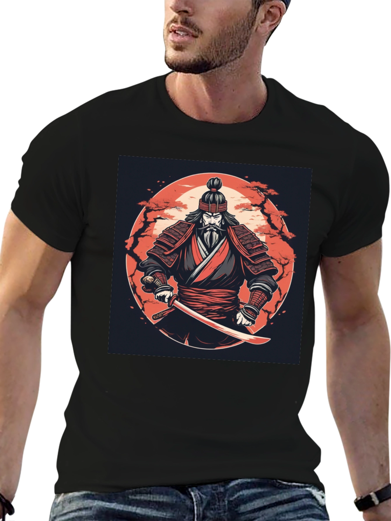 Samurai Warrior Graphic Tee - Black