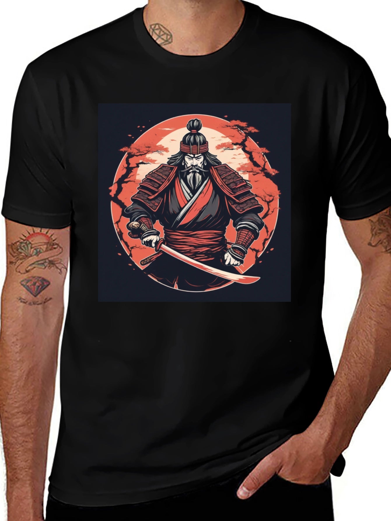 Samurai Warrior Graphic Tee - Black