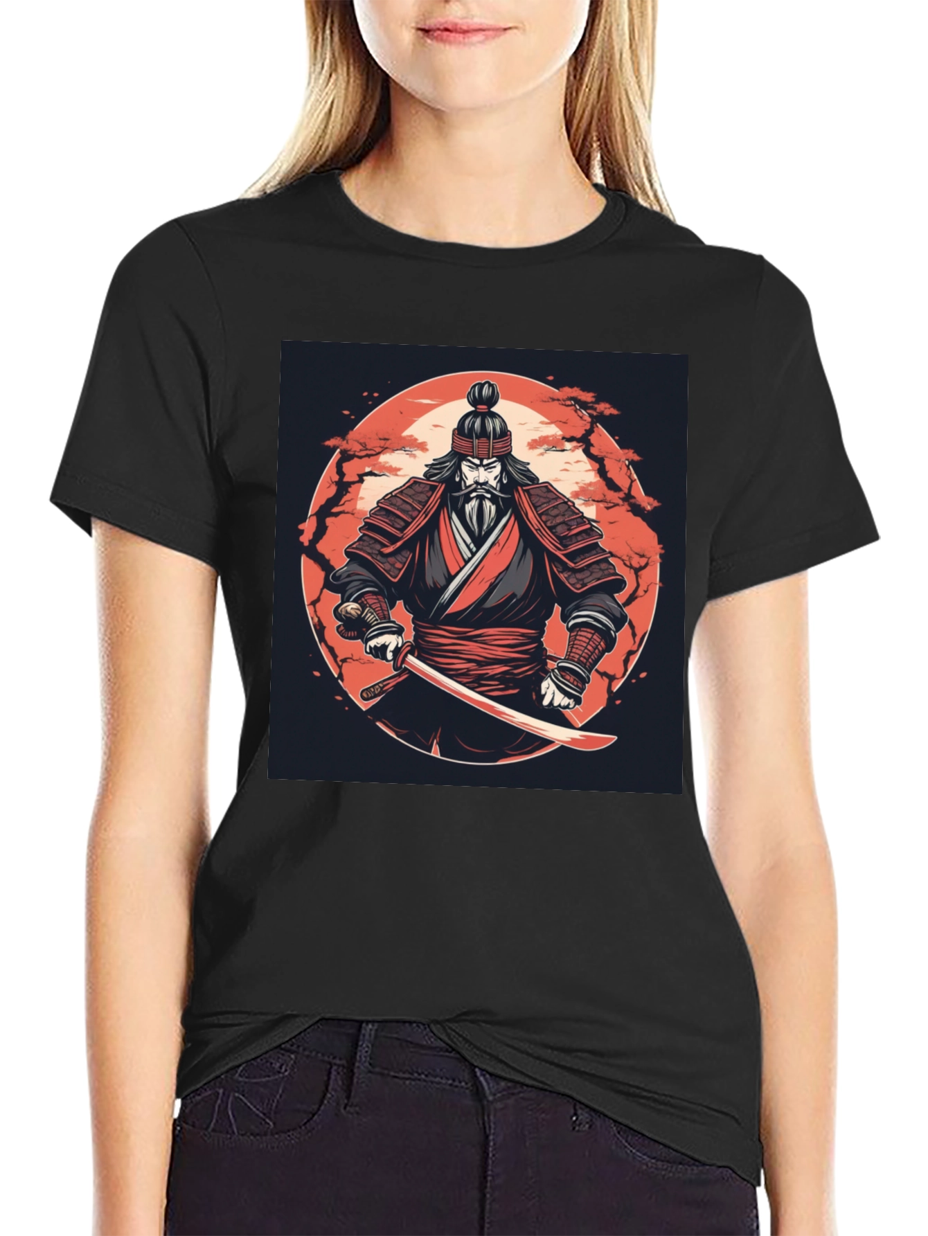 Samurai Warrior Graphic Tee - Black
