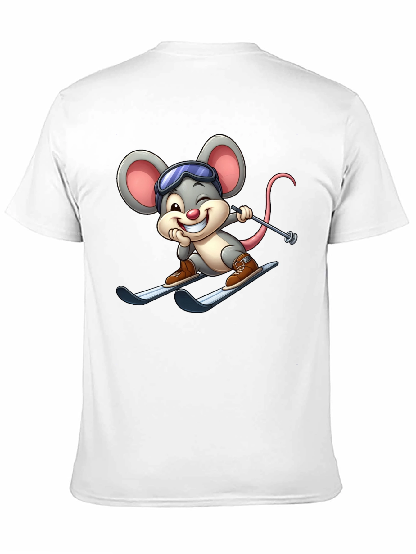 Skiing Mouse Graphic Tee - Fun Black T-Shirt