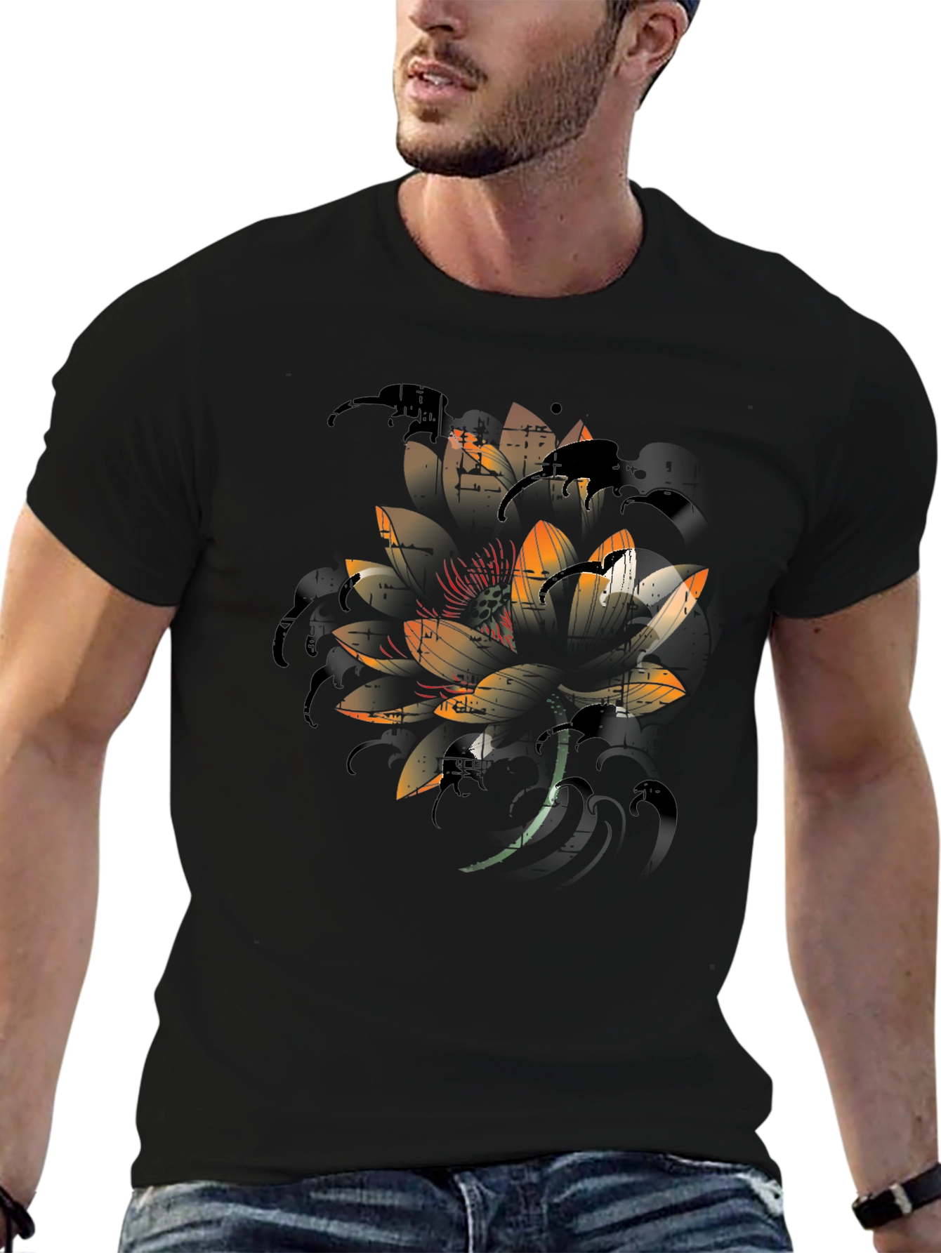 Lotus Graphic Black T-Shirt