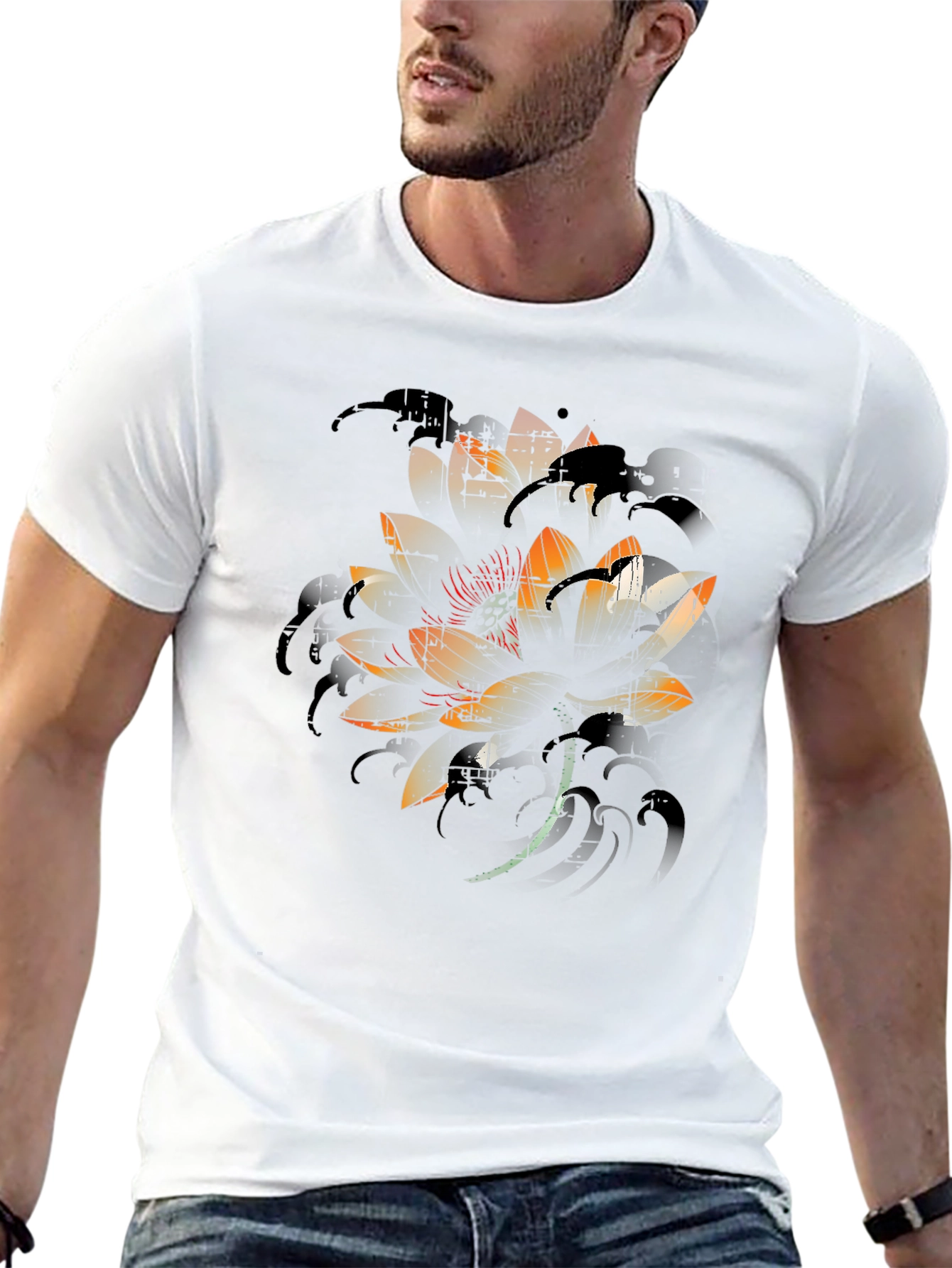 Lotus Graphic Black T-Shirt