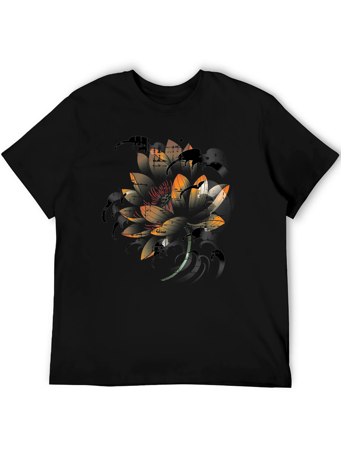 Lotus Graphic Black T-Shirt