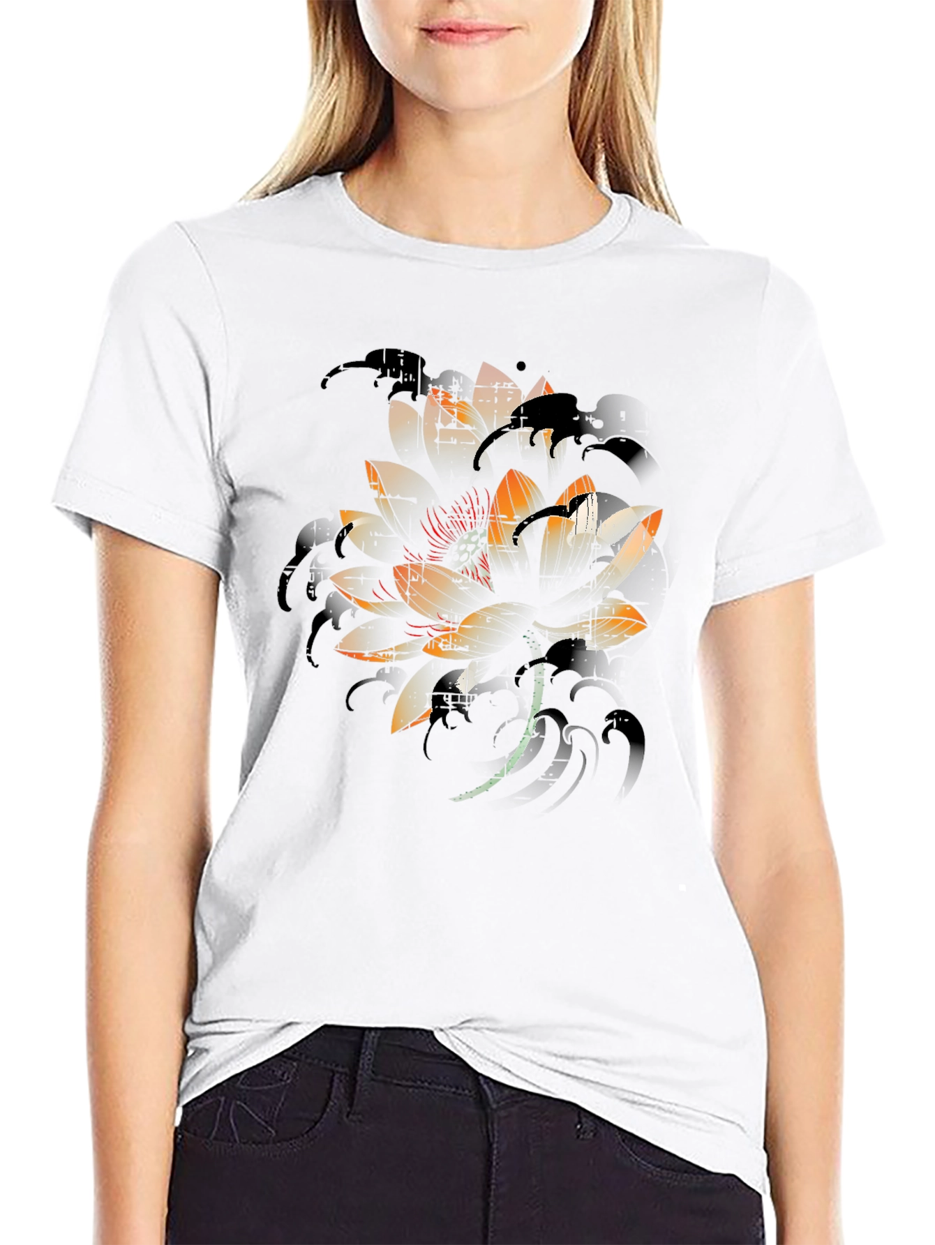 Lotus Graphic Black T-Shirt