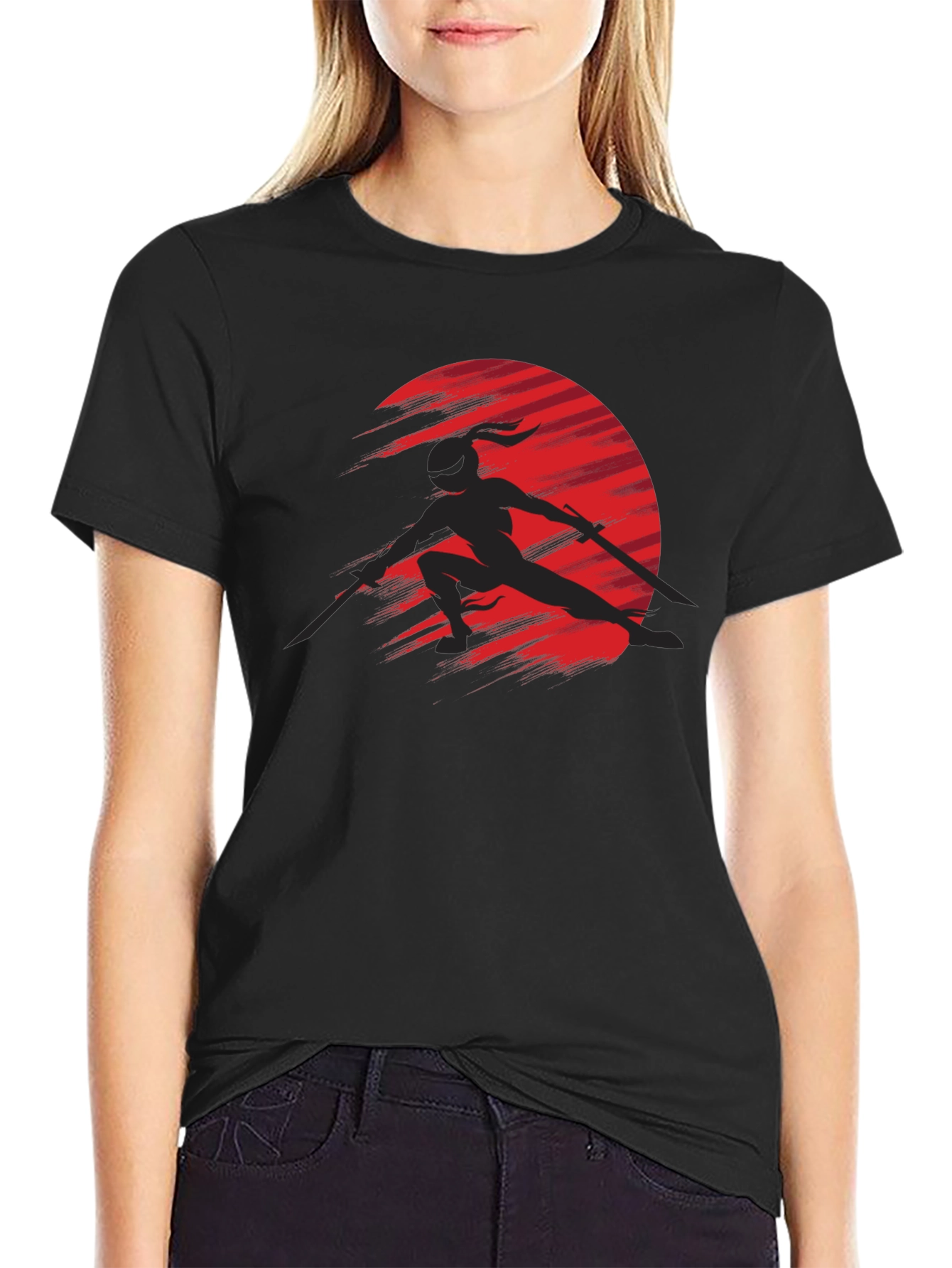 Ninja Silhouette Graphic Black T-Shirt