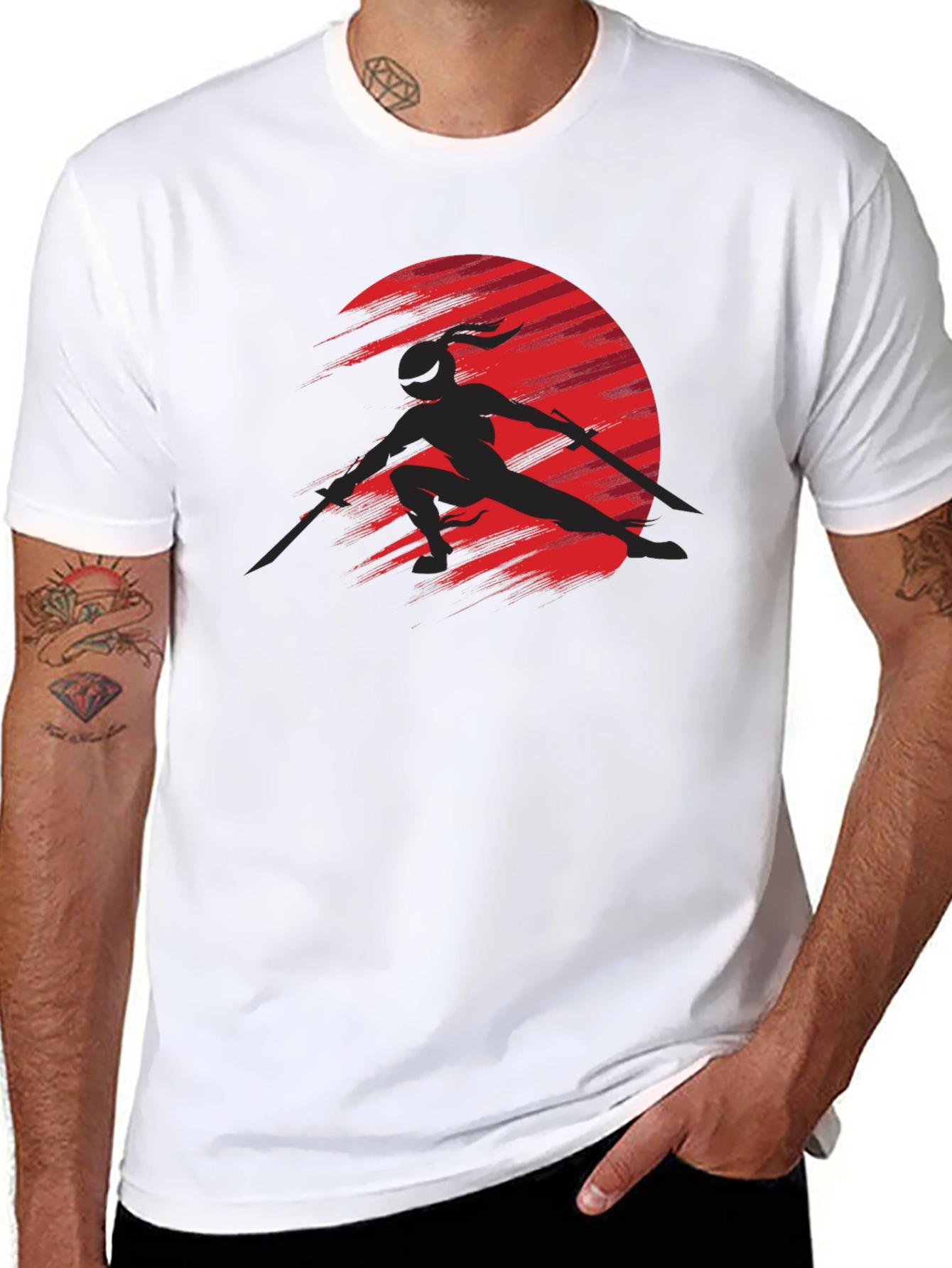 Ninja Silhouette Graphic Black T-Shirt