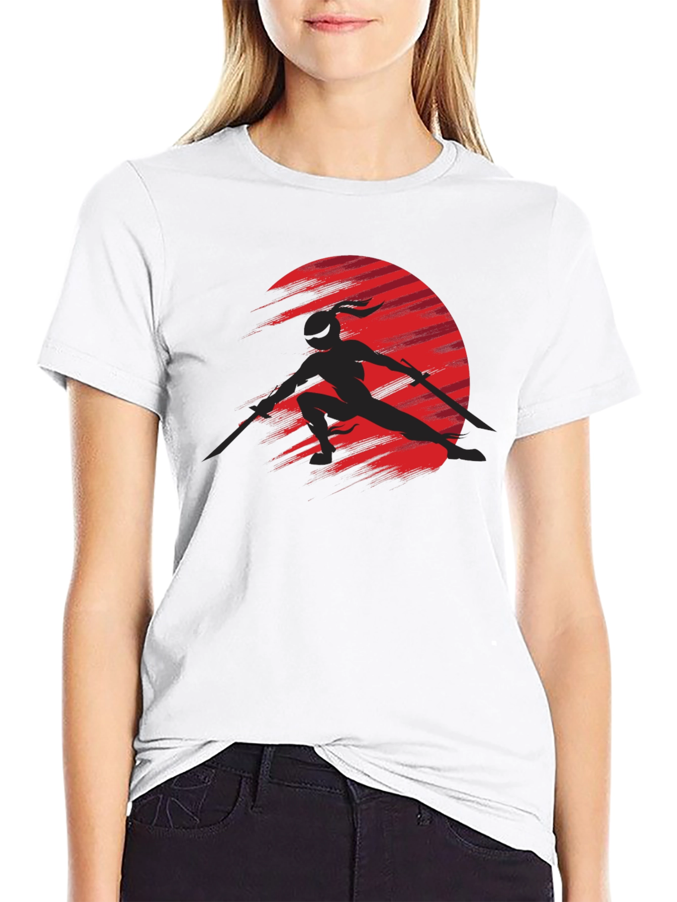 Ninja Silhouette Graphic Black T-Shirt