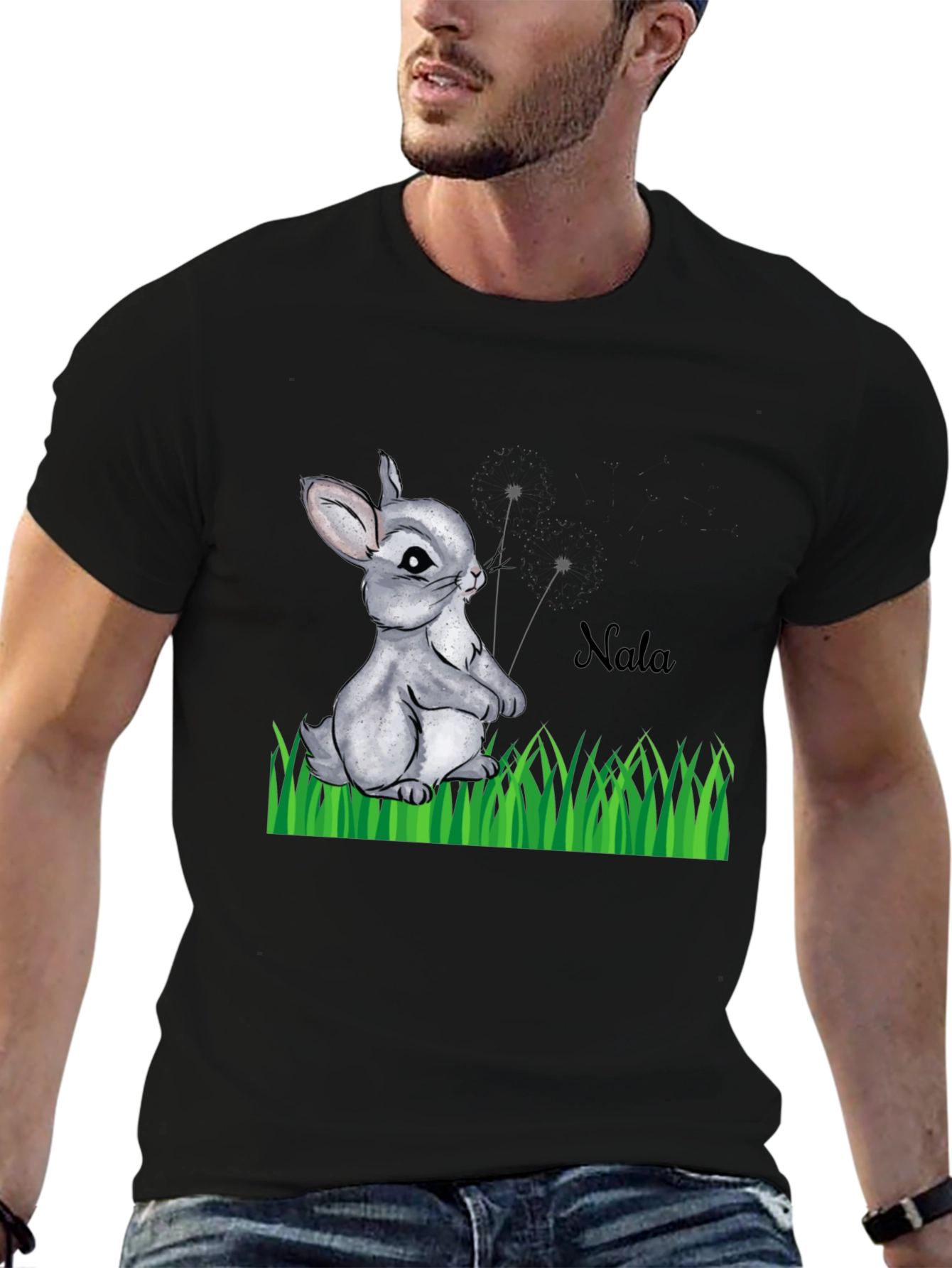 Cute Rabbit Nala Black T-Shirt