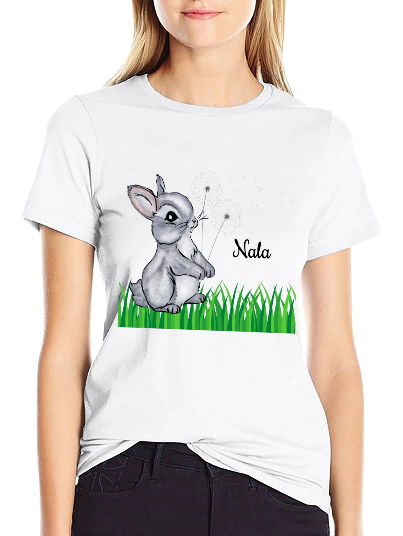 Cute Rabbit Nala Black T-Shirt