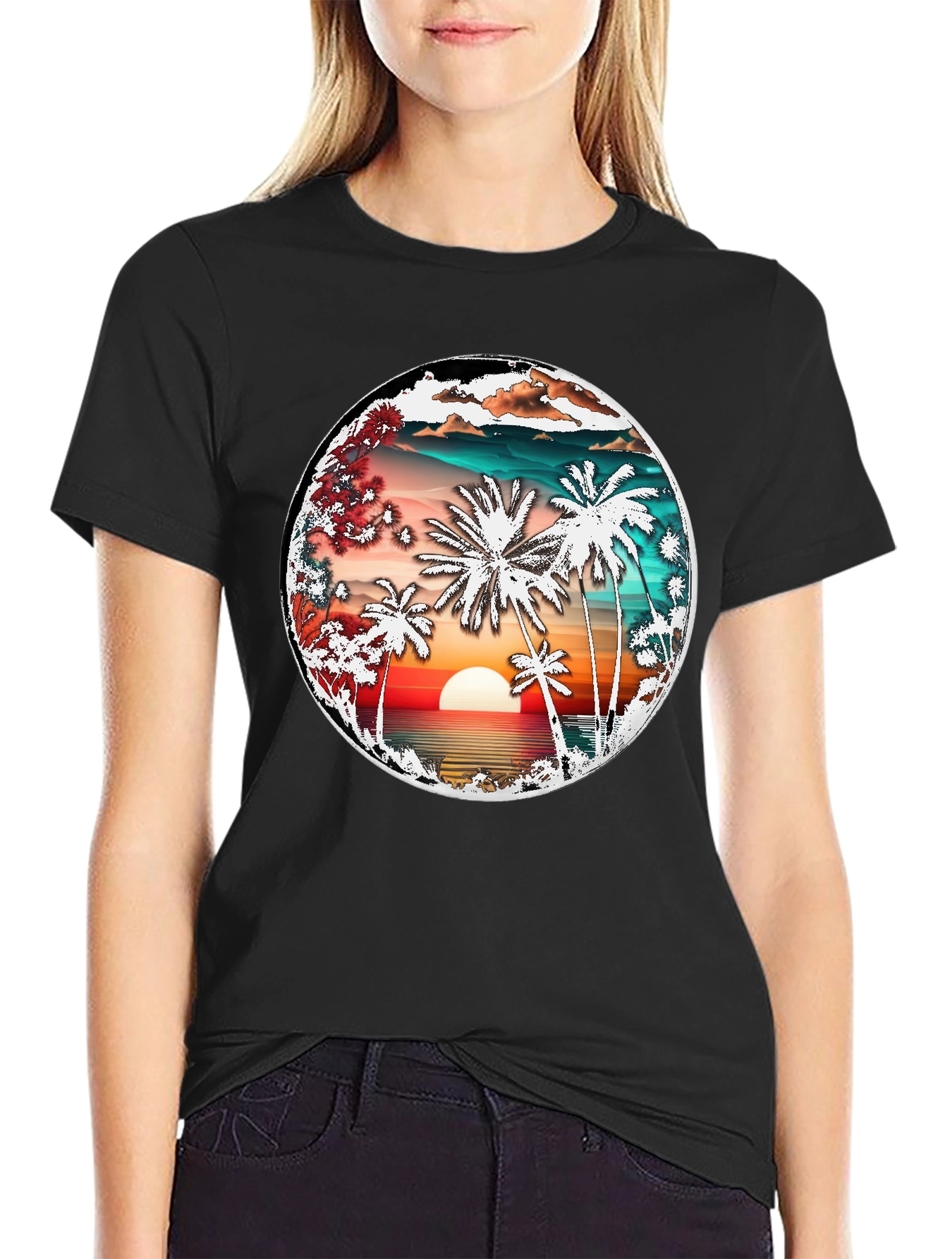 Sunset Palm Tree Graphic Tee