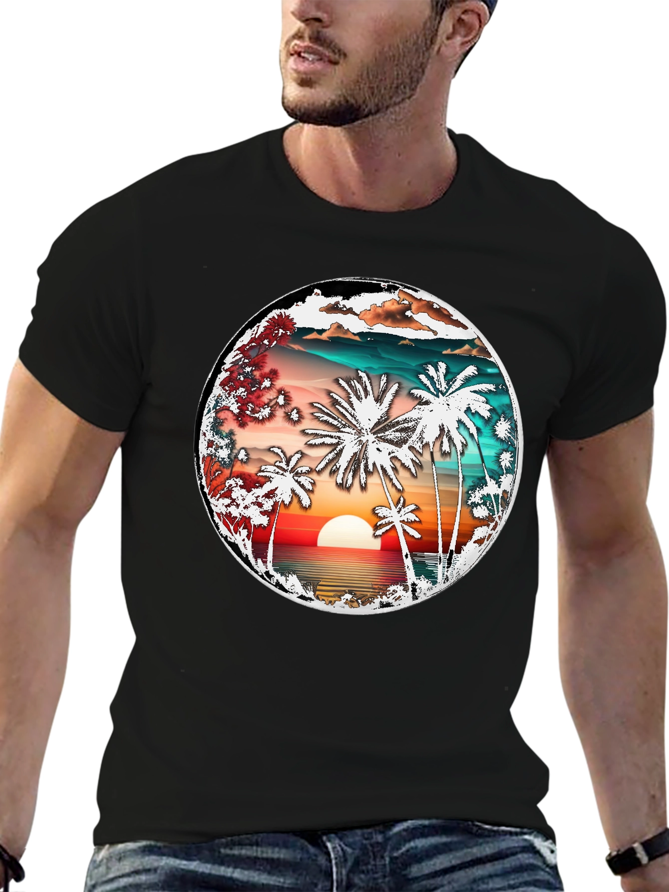 Sunset Palm Tree Graphic Tee