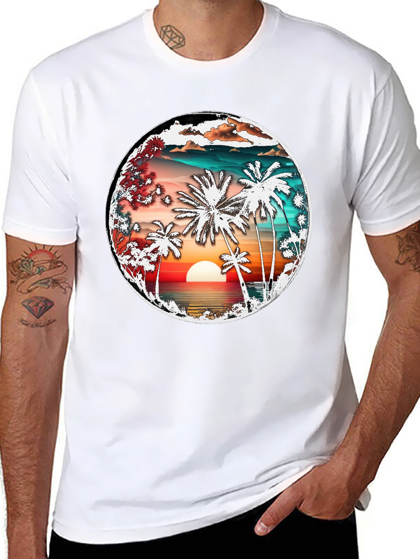 Sunset Palm Tree Graphic Tee