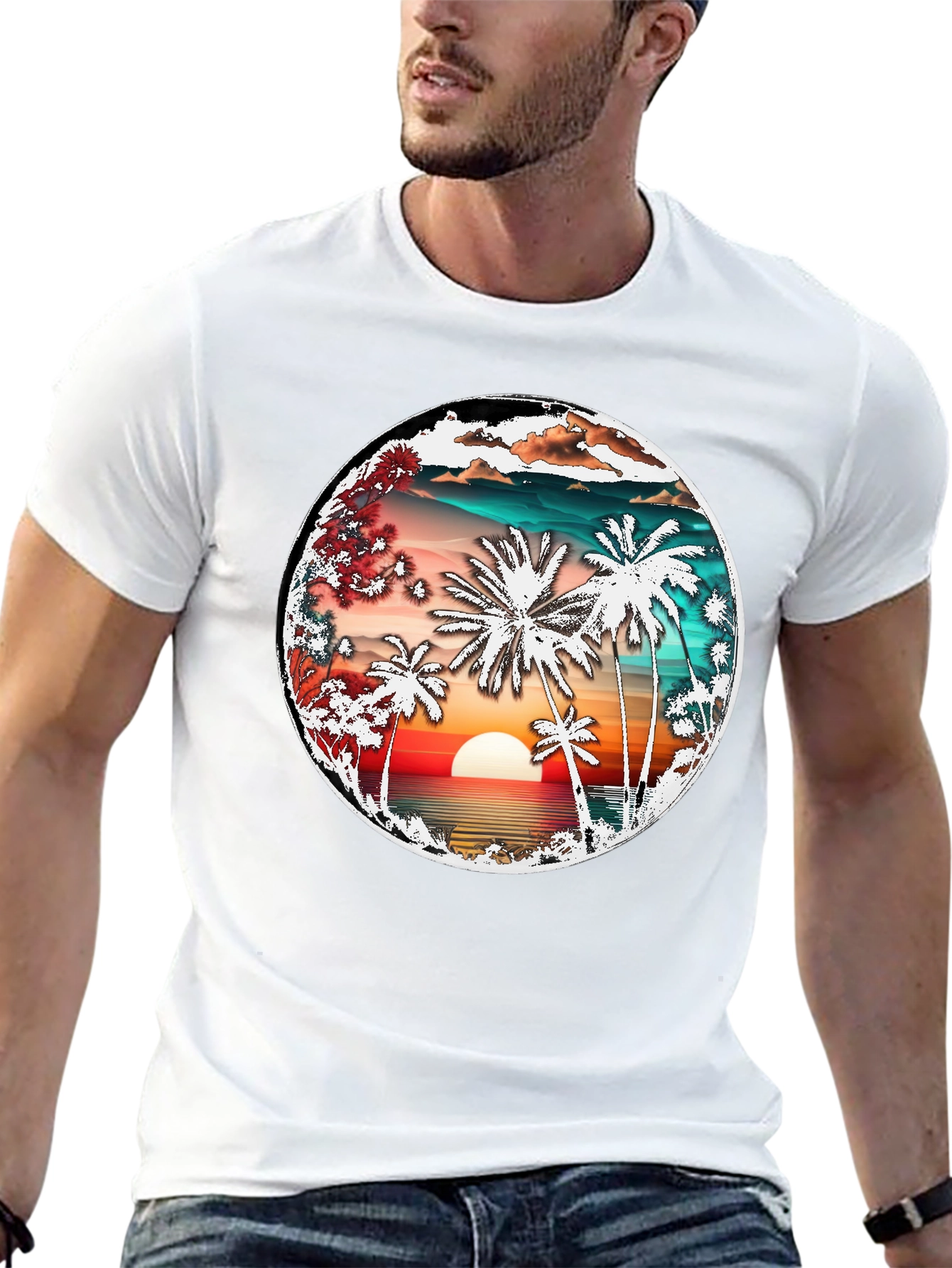 Sunset Palm Tree Graphic Tee