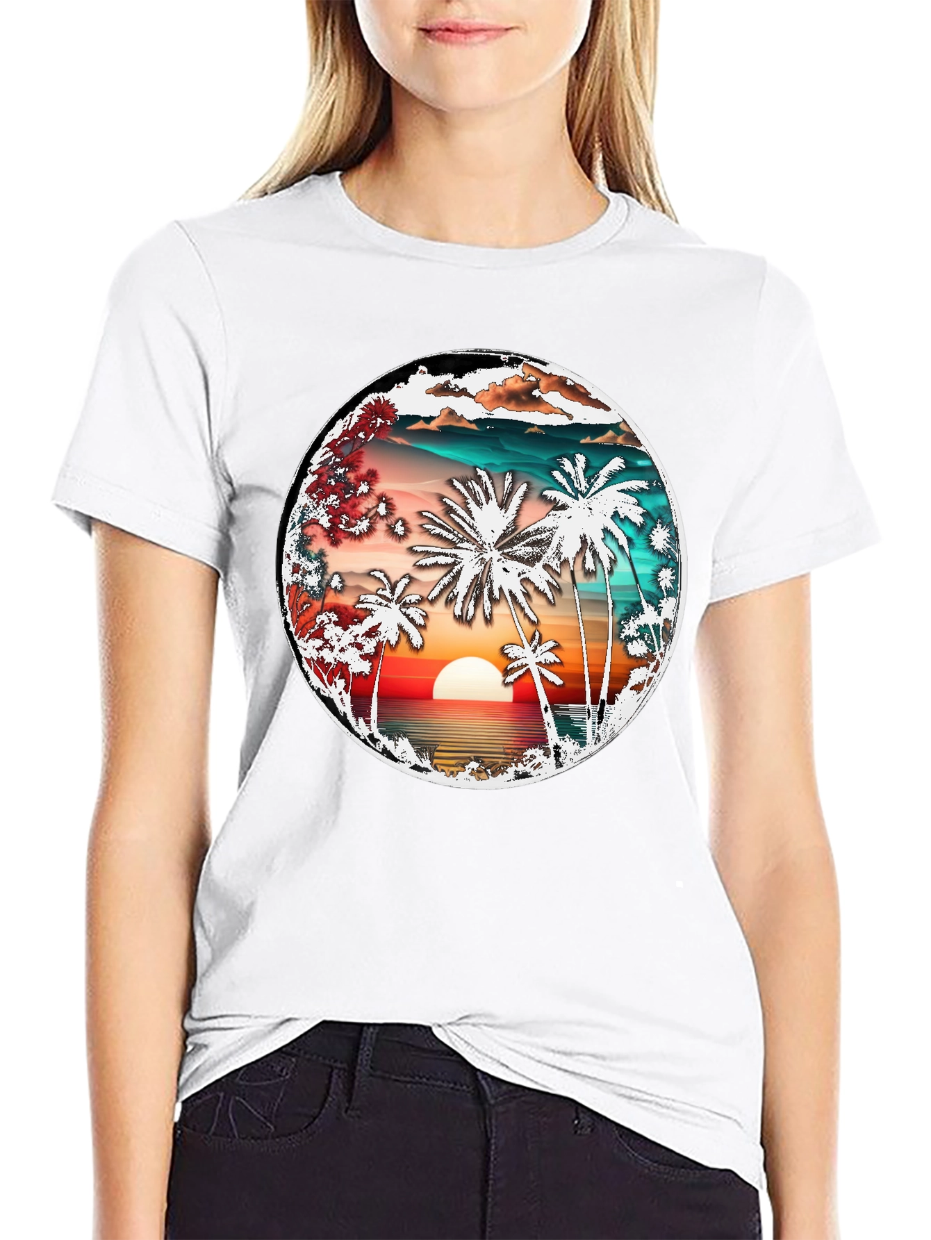 Sunset Palm Tree Graphic Tee