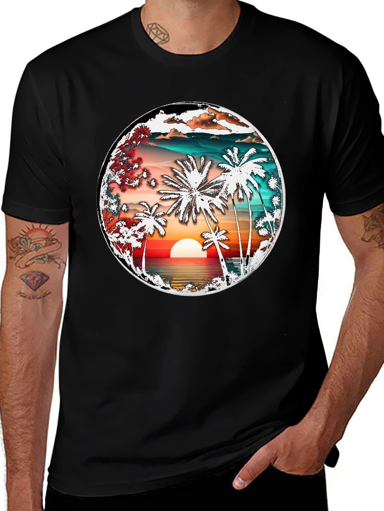 Sunset Palm Tree Graphic Tee