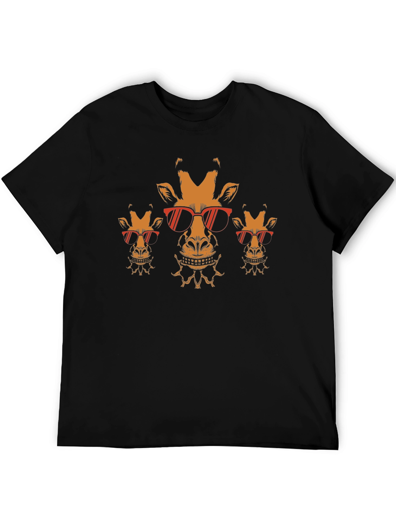 Cool Giraffe Graphic Tee - Black Cotton Blend