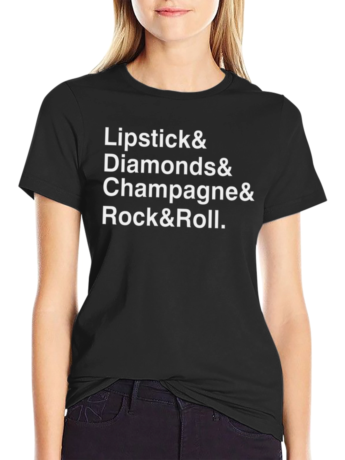 Lipstick Diamonds Champagne Rock & Roll T-Shirt