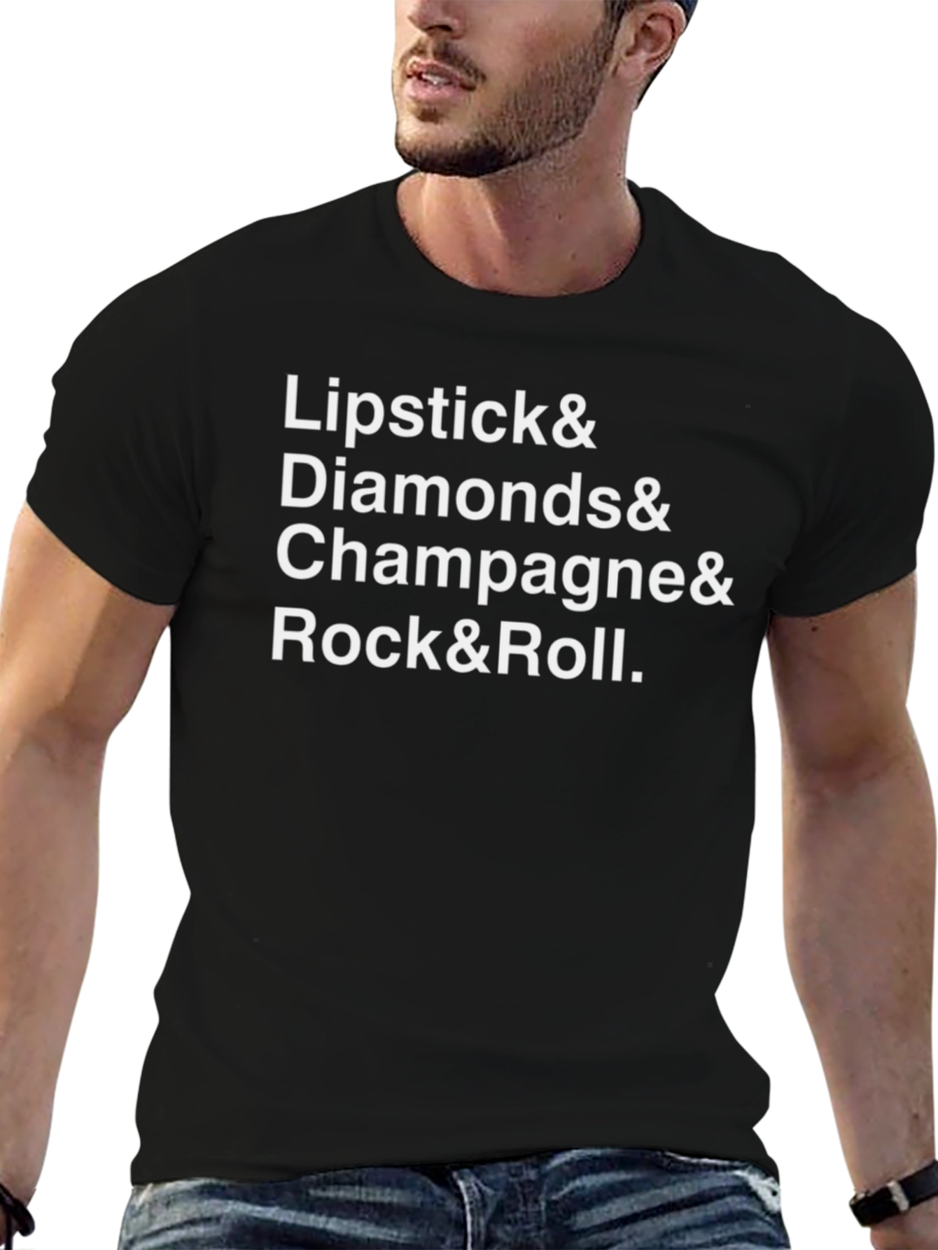 Lipstick Diamonds Champagne Rock & Roll T-Shirt