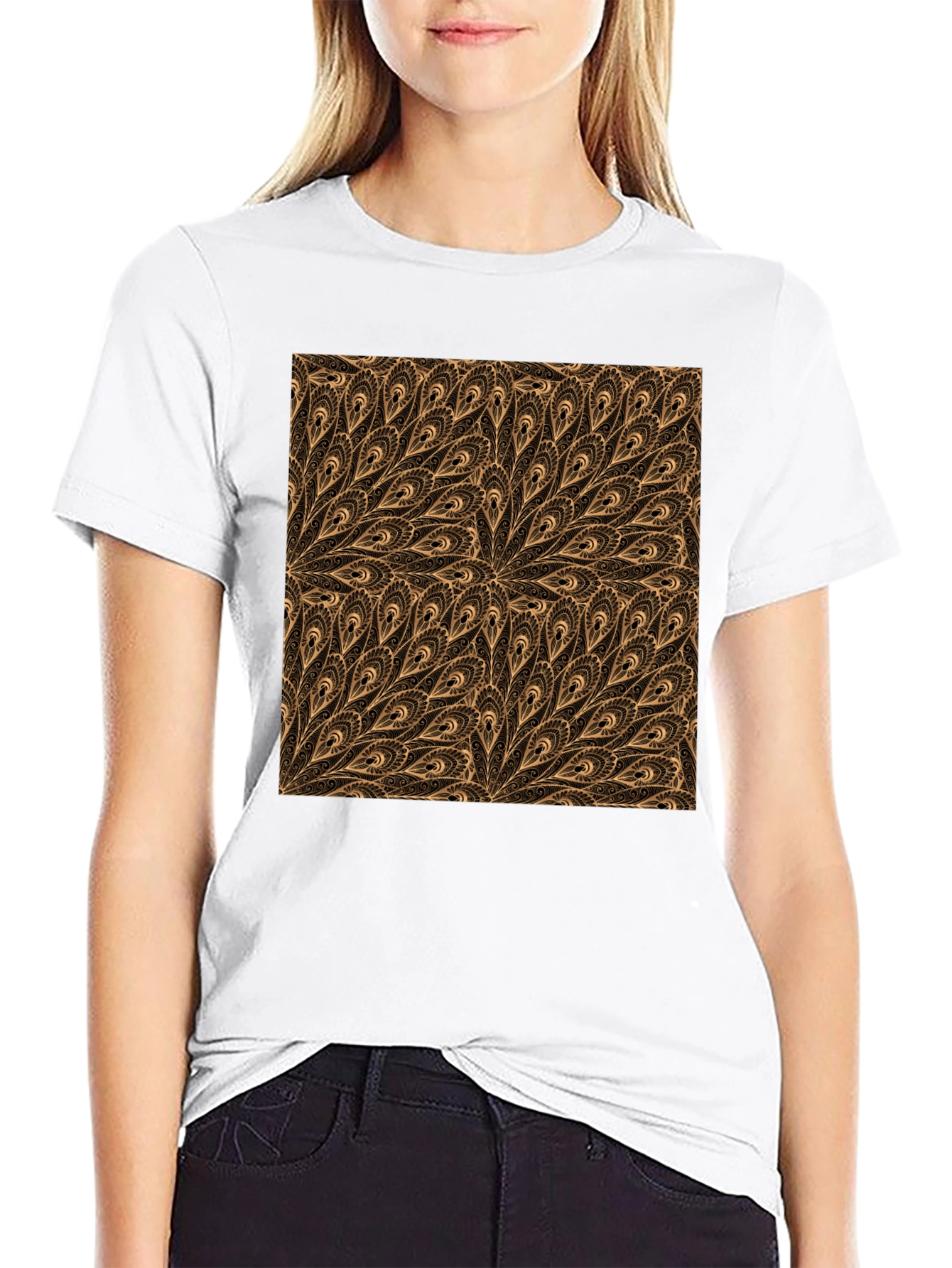 Boho Paisley Pattern Black T-Shirt