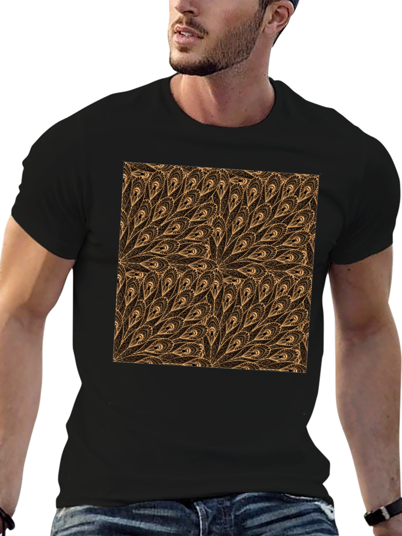 Boho Paisley Pattern Black T-Shirt