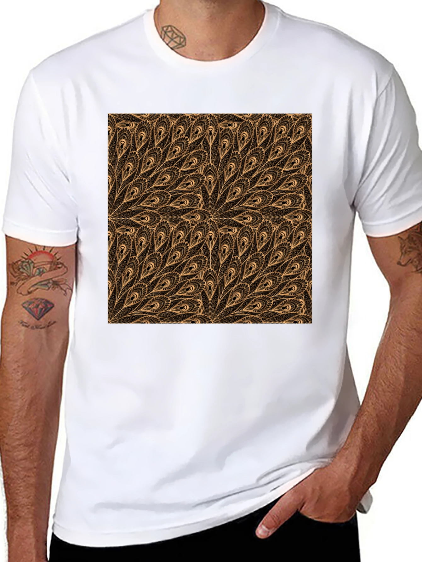 Boho Paisley Pattern Black T-Shirt