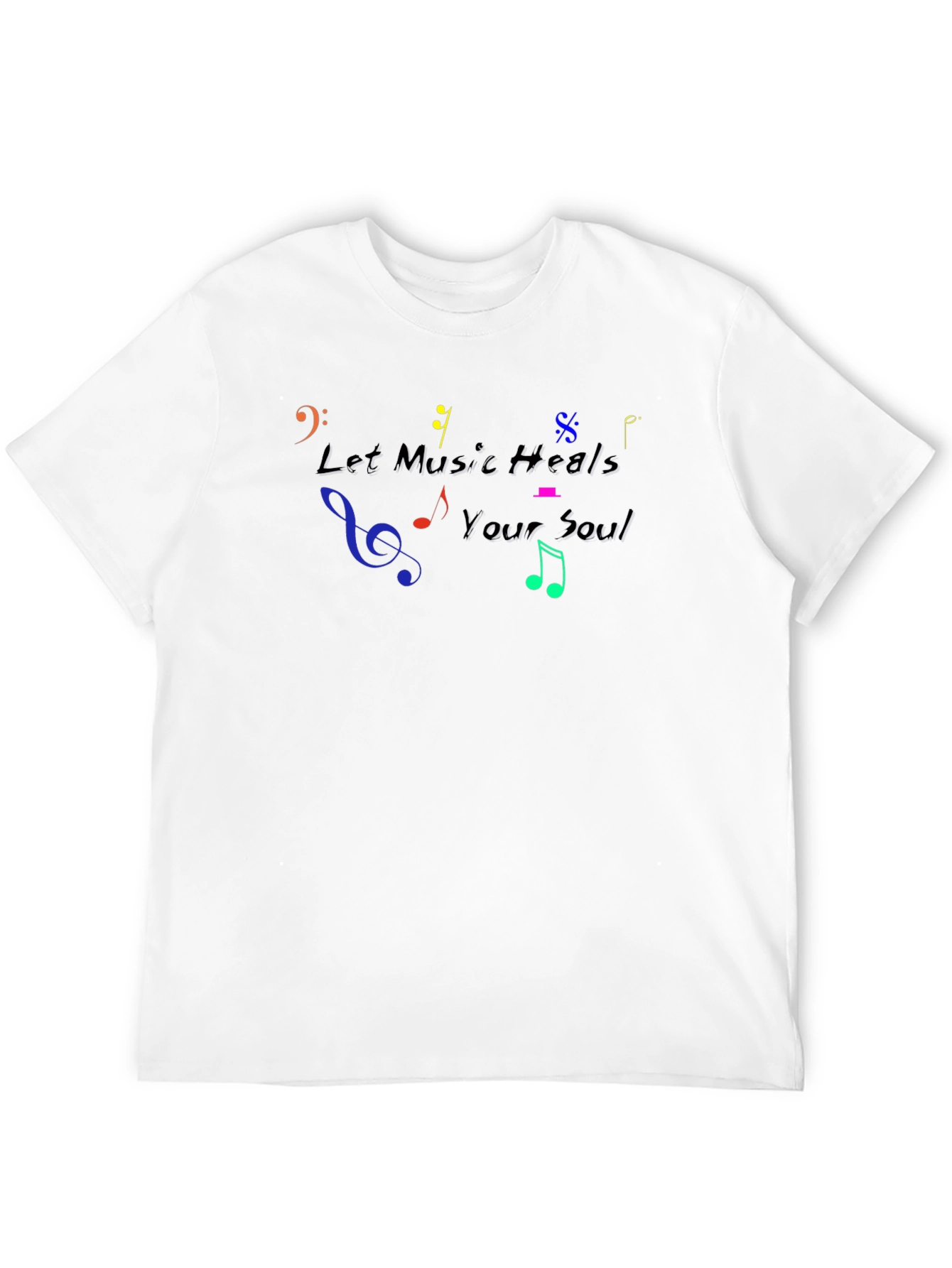 Music Heals Soul Graphic T-Shirt - Black