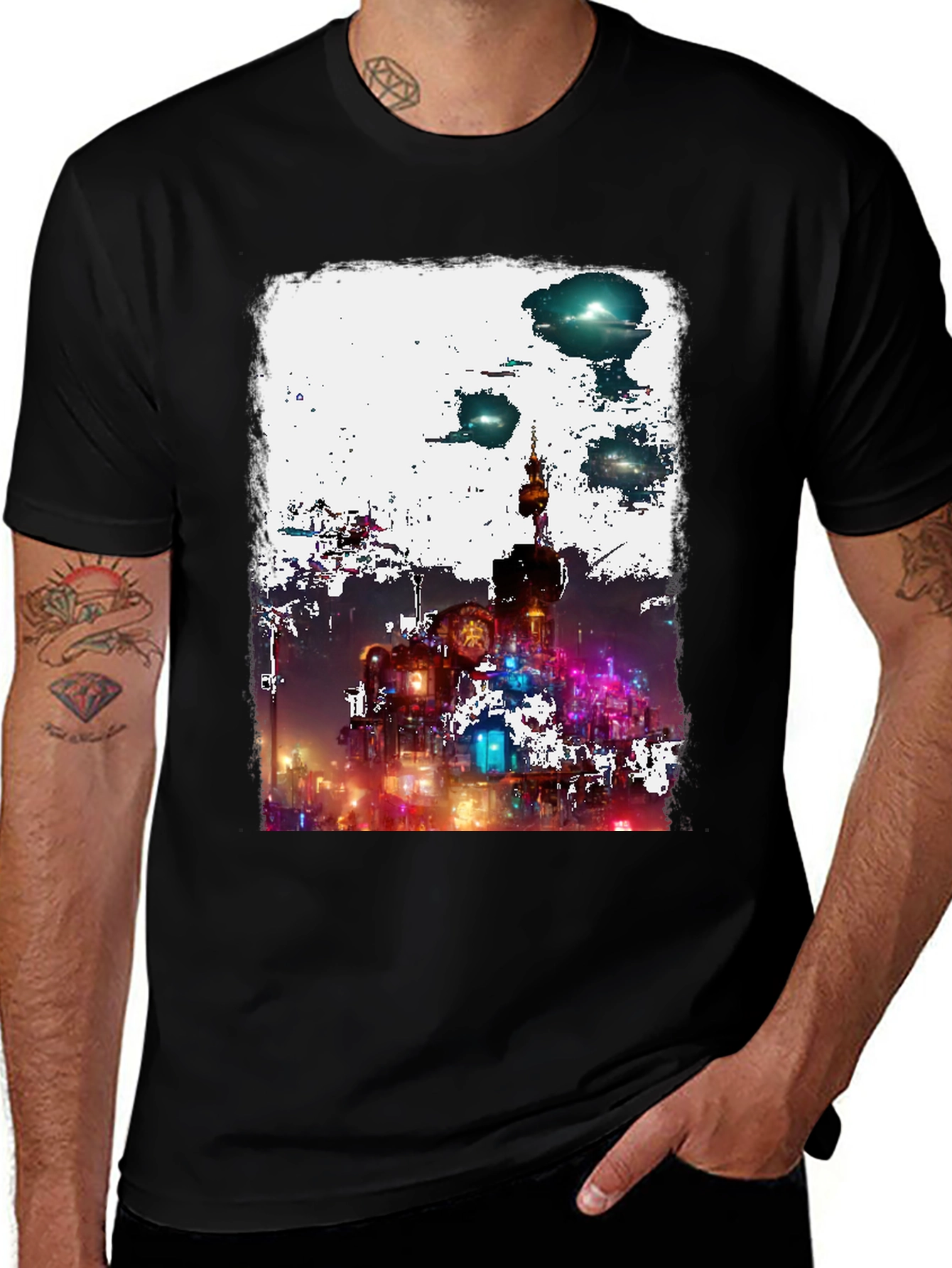 Steampunk Cityscape Graphic Tee