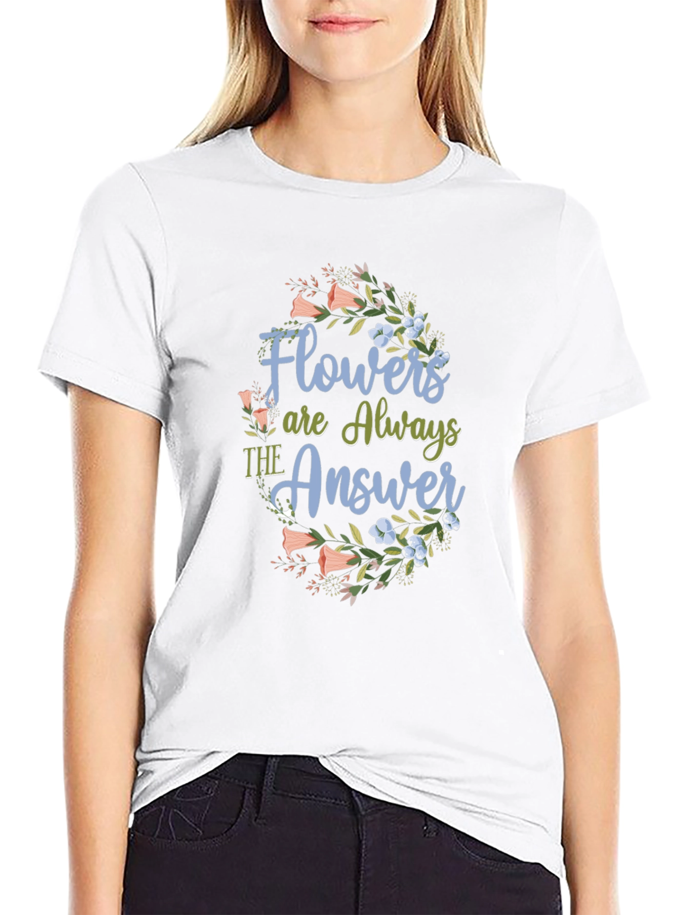 Flowers are Always The Answer Black T-Shirt