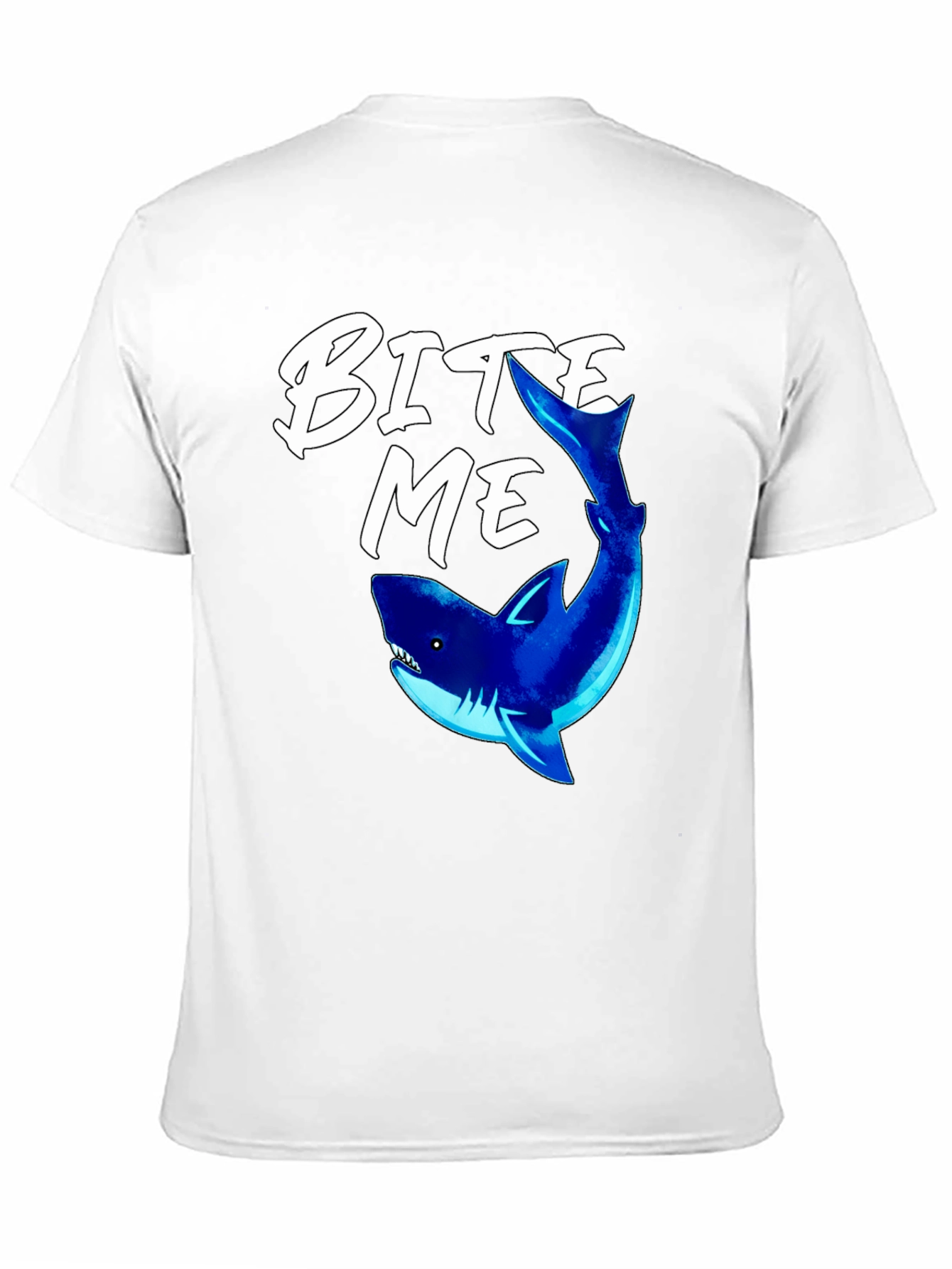 Bite Me Shark Graphic Tee - Black Cotton T-Shirt