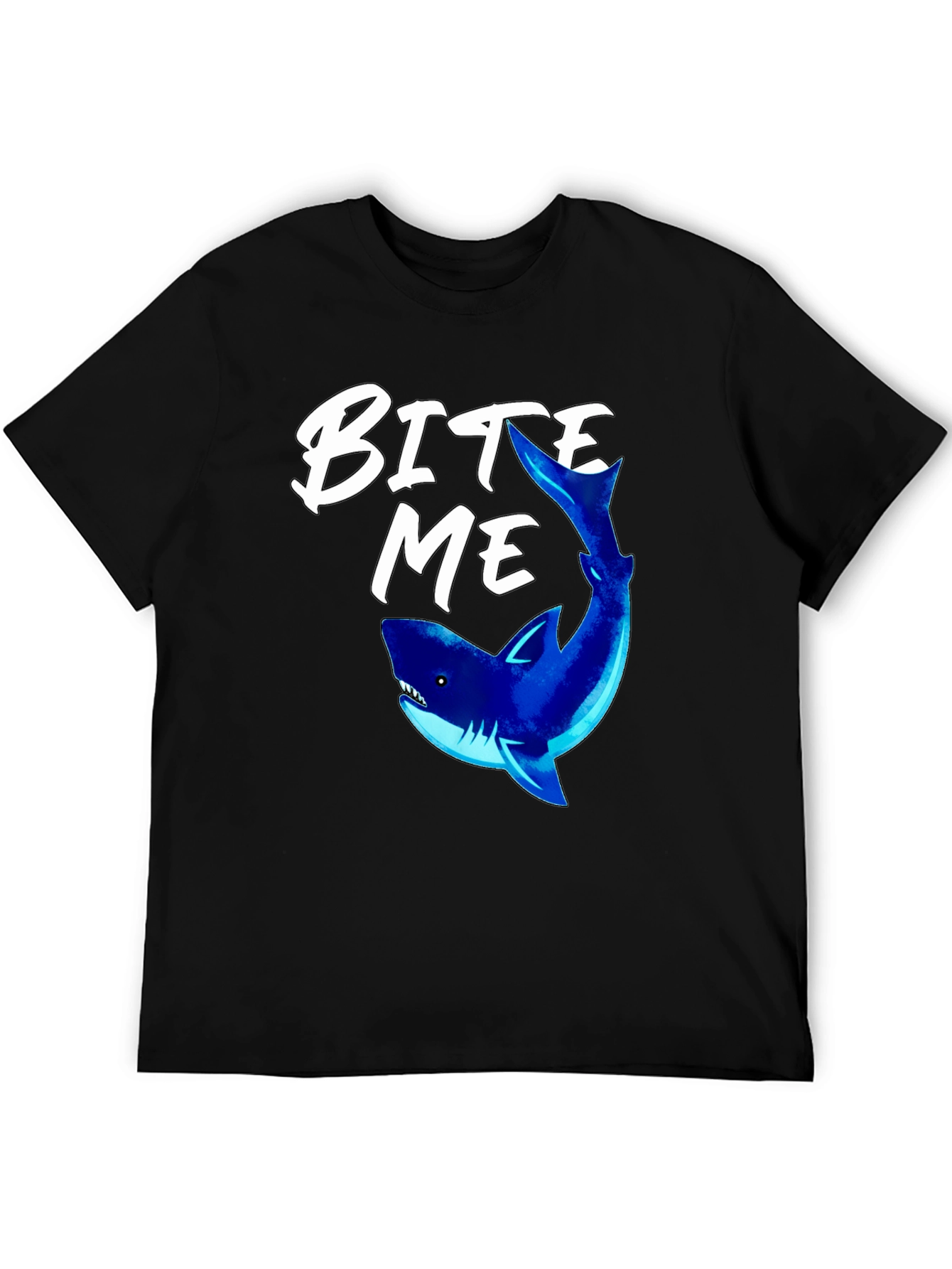 Bite Me Shark Graphic Tee - Black Cotton T-Shirt
