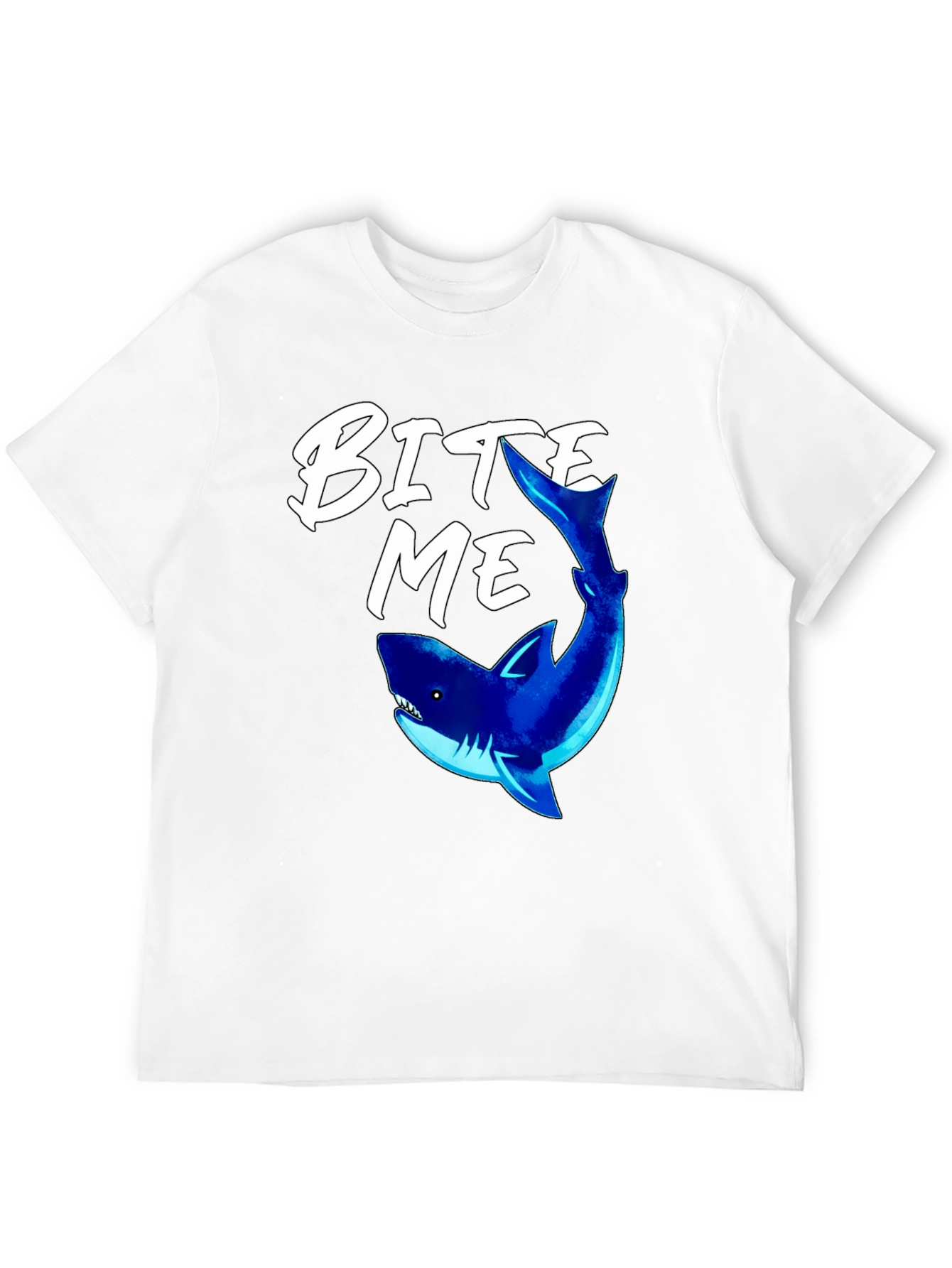 Bite Me Shark Graphic Tee - Black Cotton T-Shirt