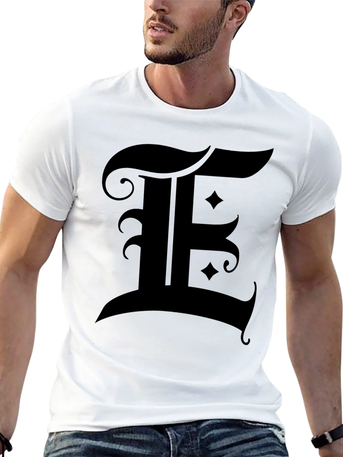 Letter E Graphic Black T-Shirt
