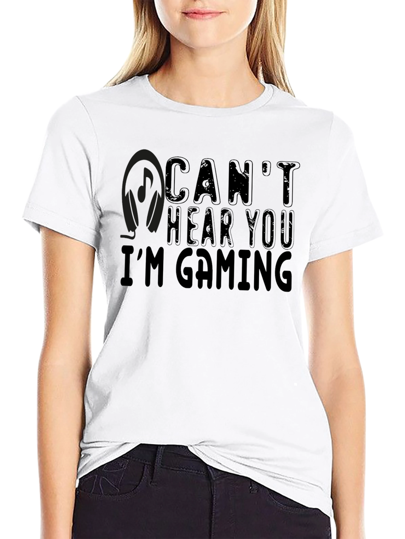 Cant Hear You Im Gaming Black T-Shirt