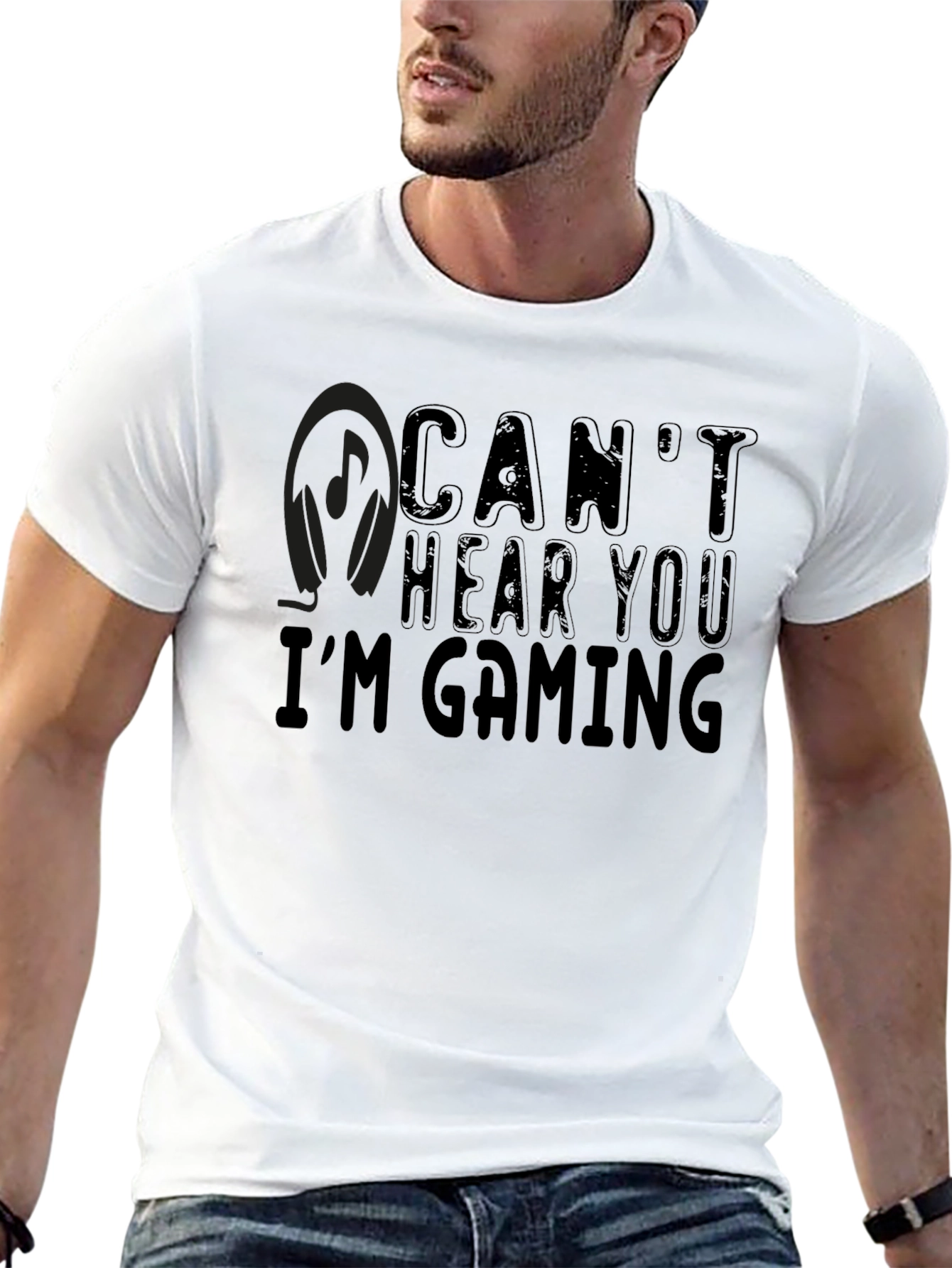 Cant Hear You Im Gaming Black T-Shirt