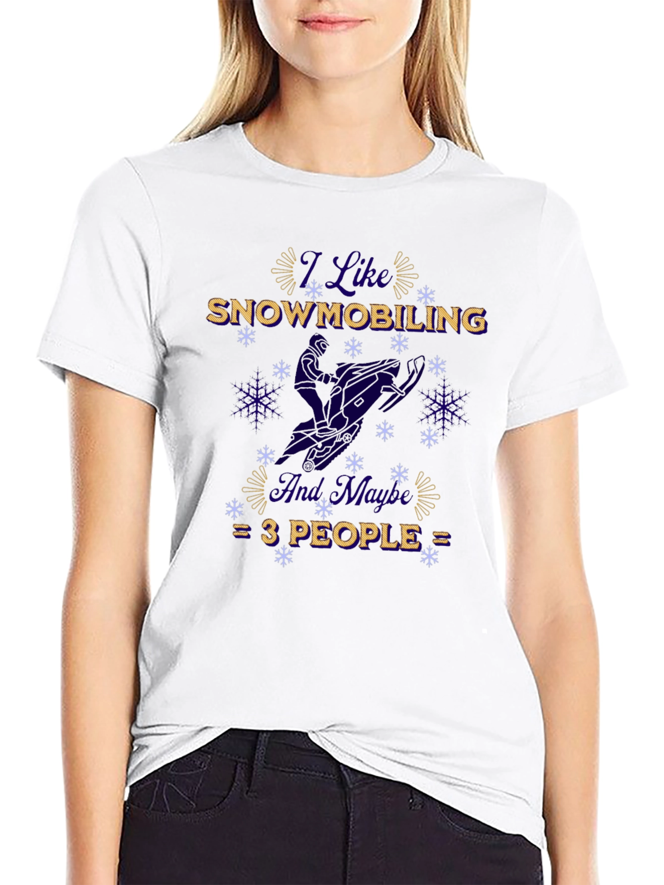 I Like Snowmobiling Funny Winter Black T-Shirt