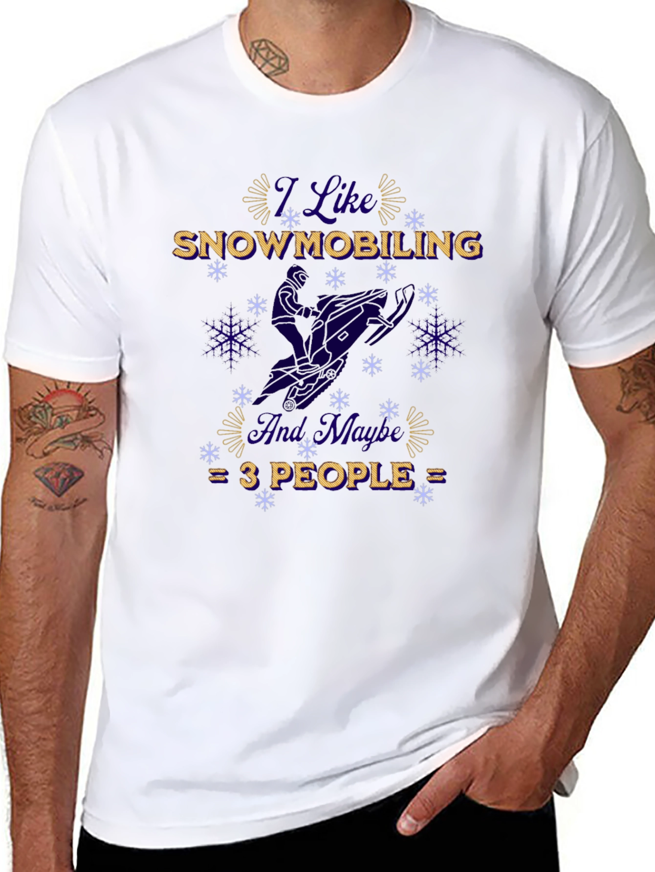I Like Snowmobiling Funny Winter Black T-Shirt